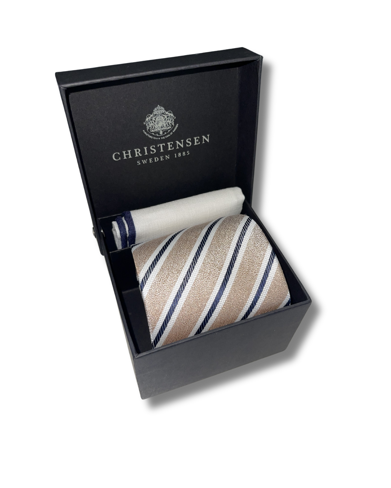 Amanda Christensen silkkisolmio- ja taskuliinasetti beige