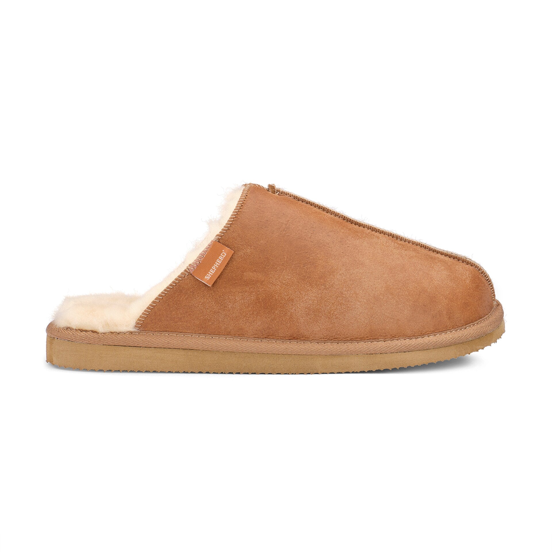 Shepherd Hugo lampaannahkatossut konjakki