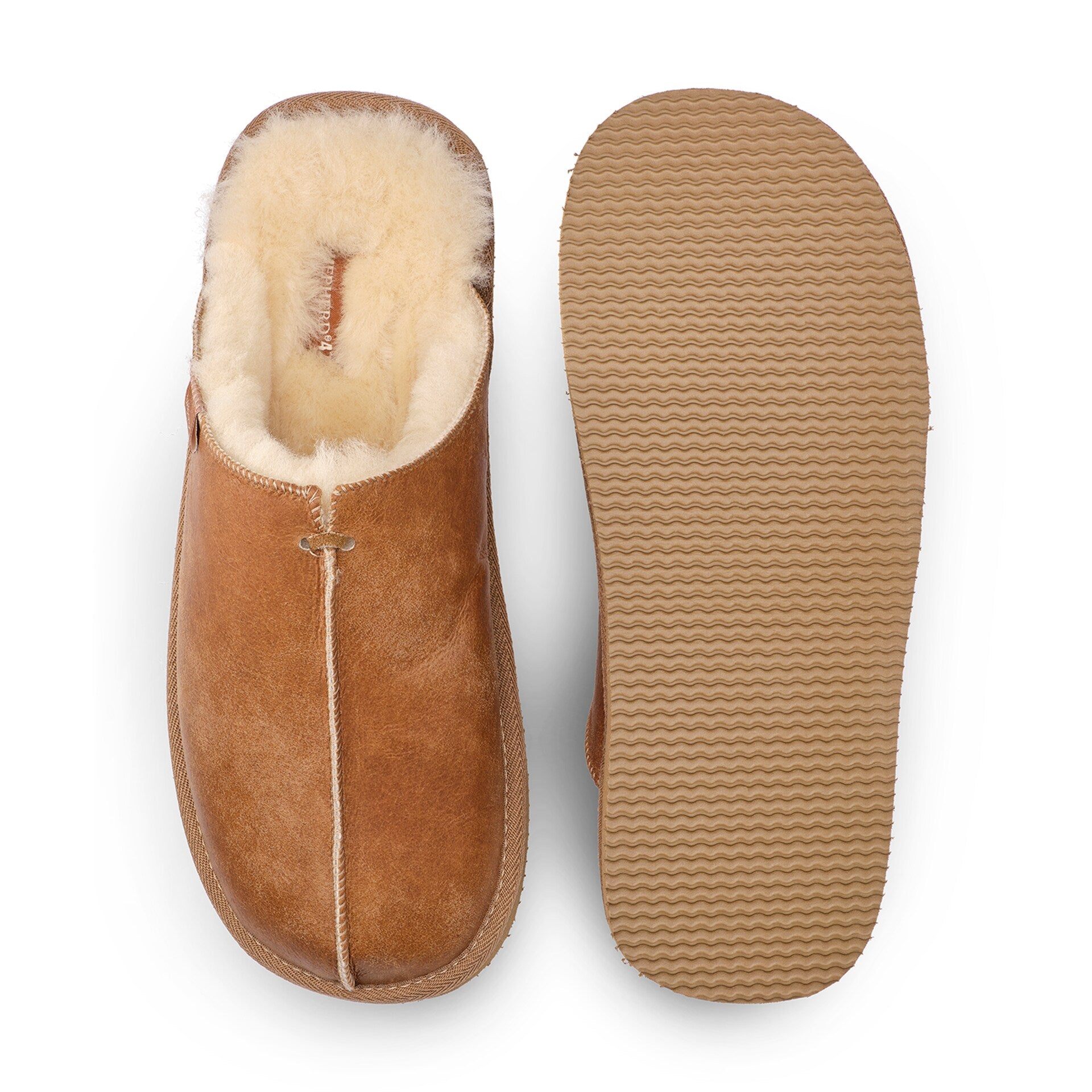 Shepherd Hugo lampaannahkatossut konjakki