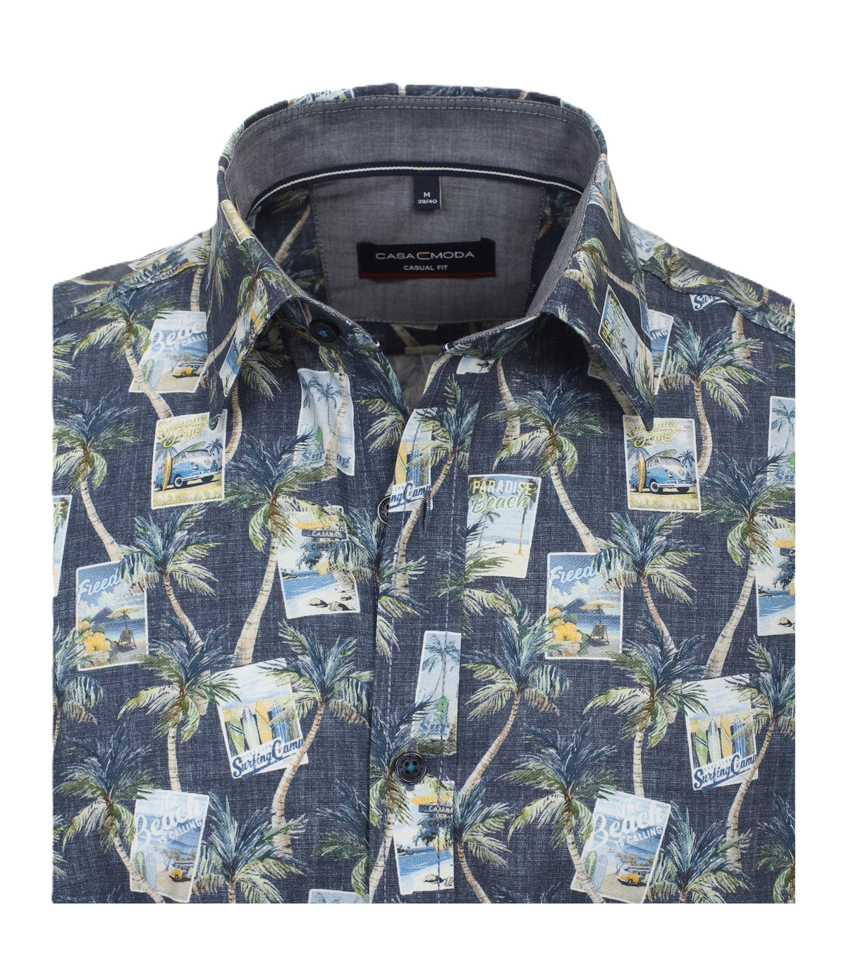 CasaModa lyhythihainen kauluspaita palmut ja tukaanit casual fit
