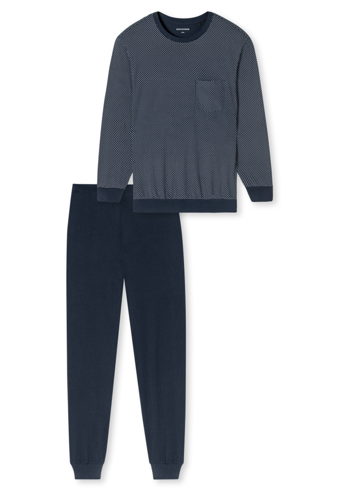 Schiesser pitkä pyjama navy comfort fit