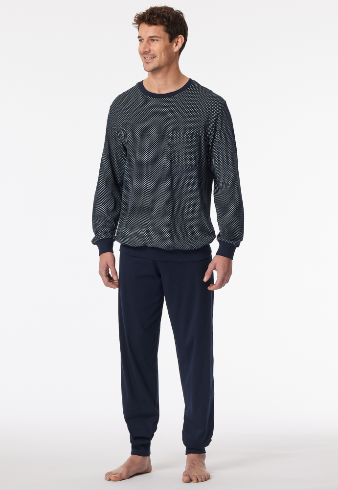 Schiesser pitkä pyjama navy comfort fit