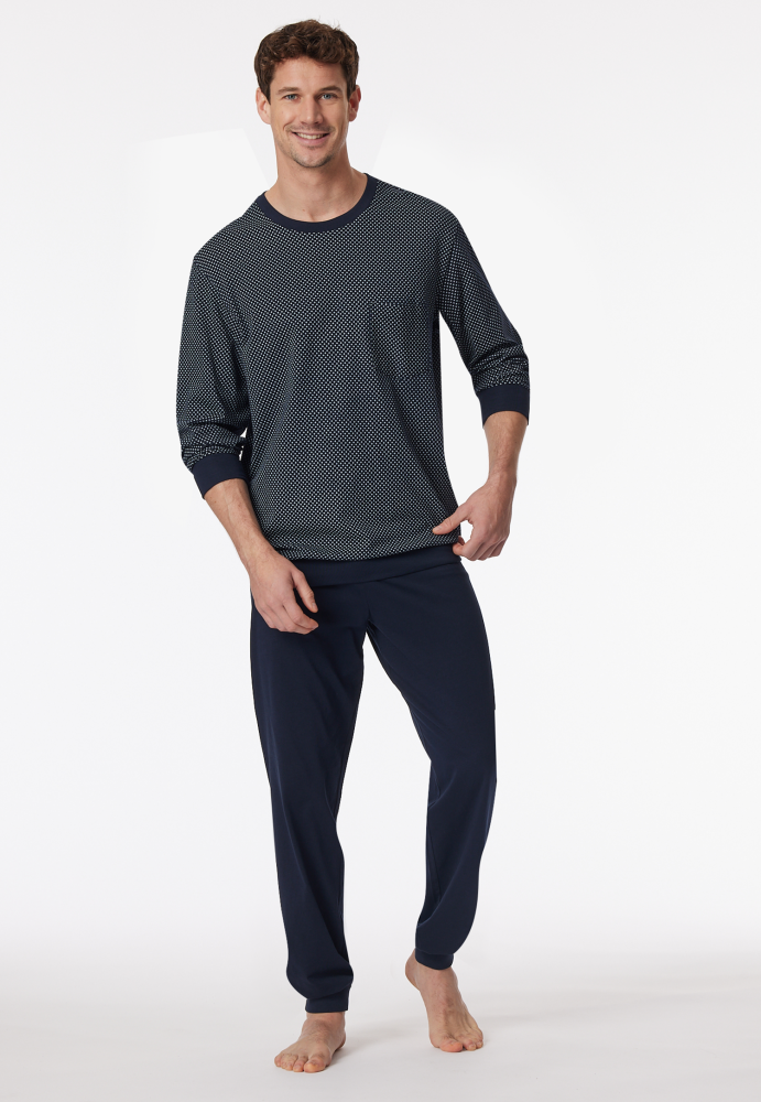 Schiesser pitkä pyjama navy comfort fit