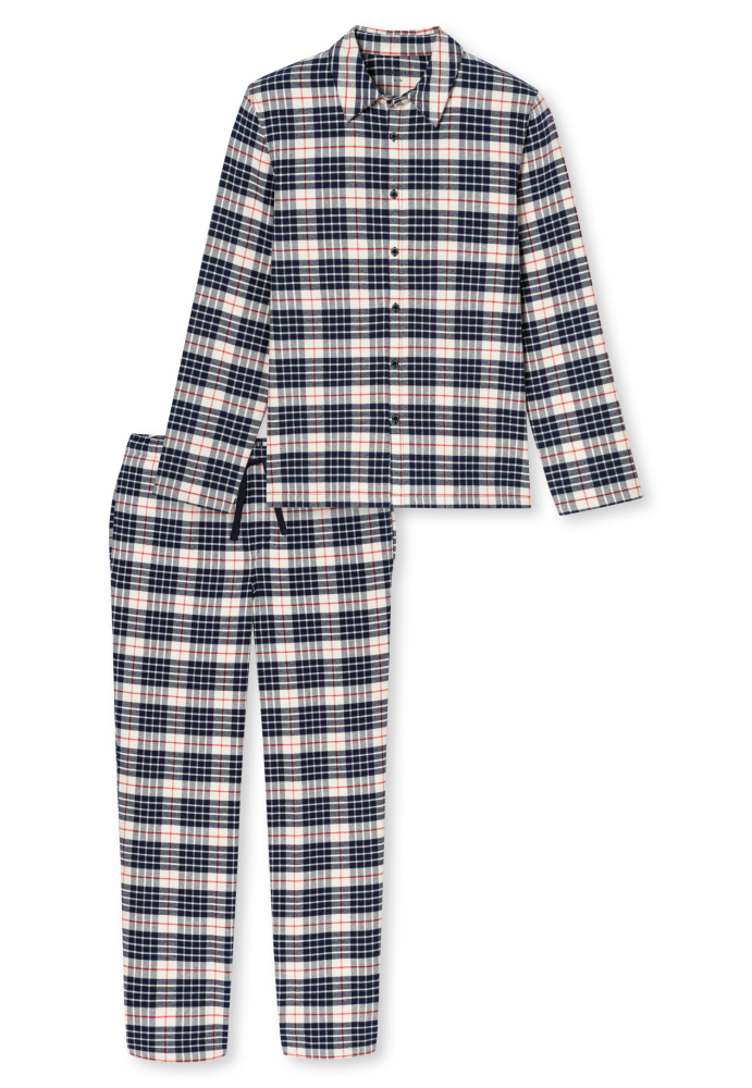 Schiesser flanellipyjama vaalea ruutu