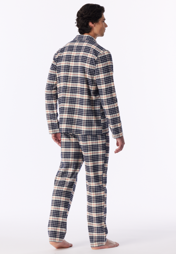 Schiesser flanellipyjama vaalea ruutu