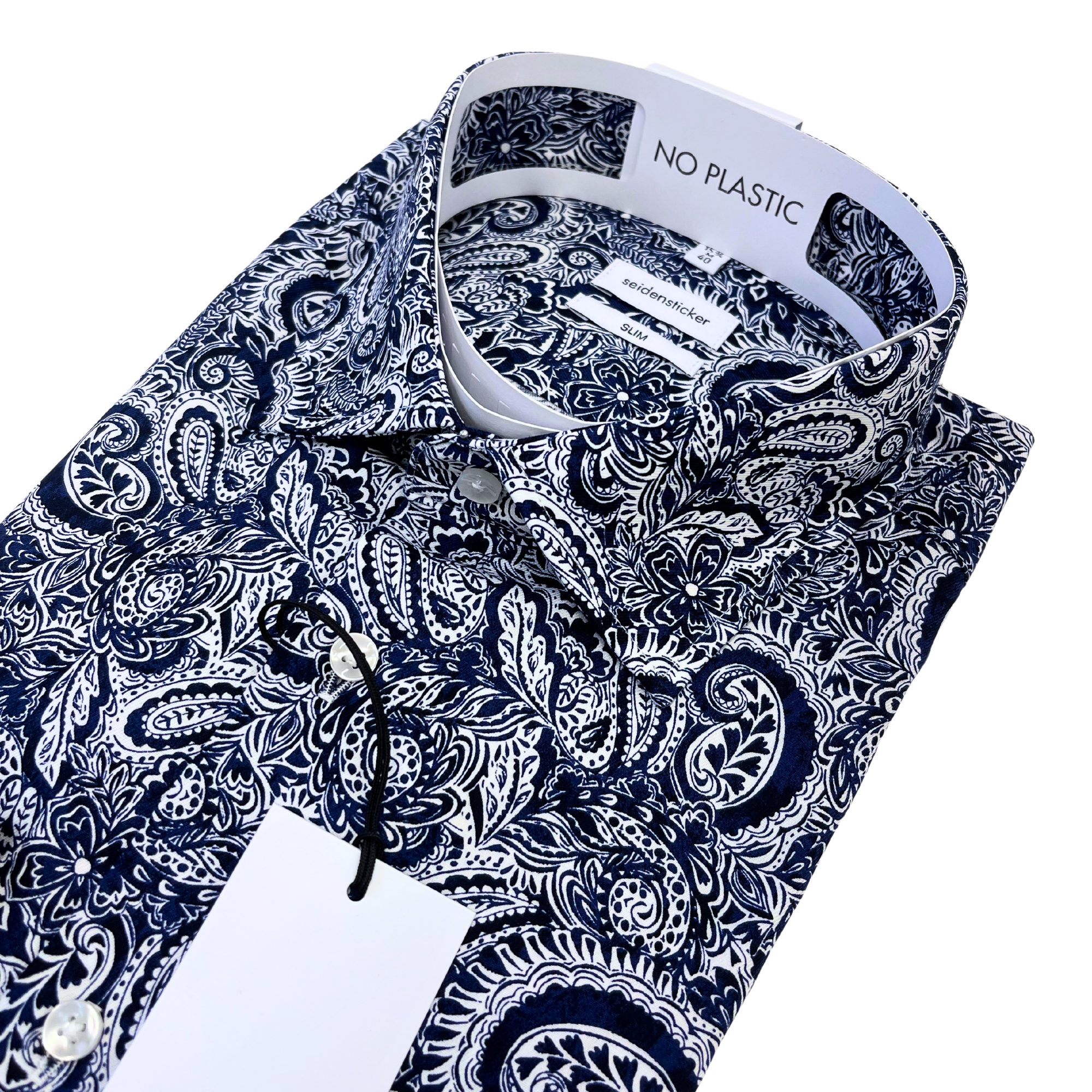 Seidensticker kauluspaita tummansininen paisley slim fit