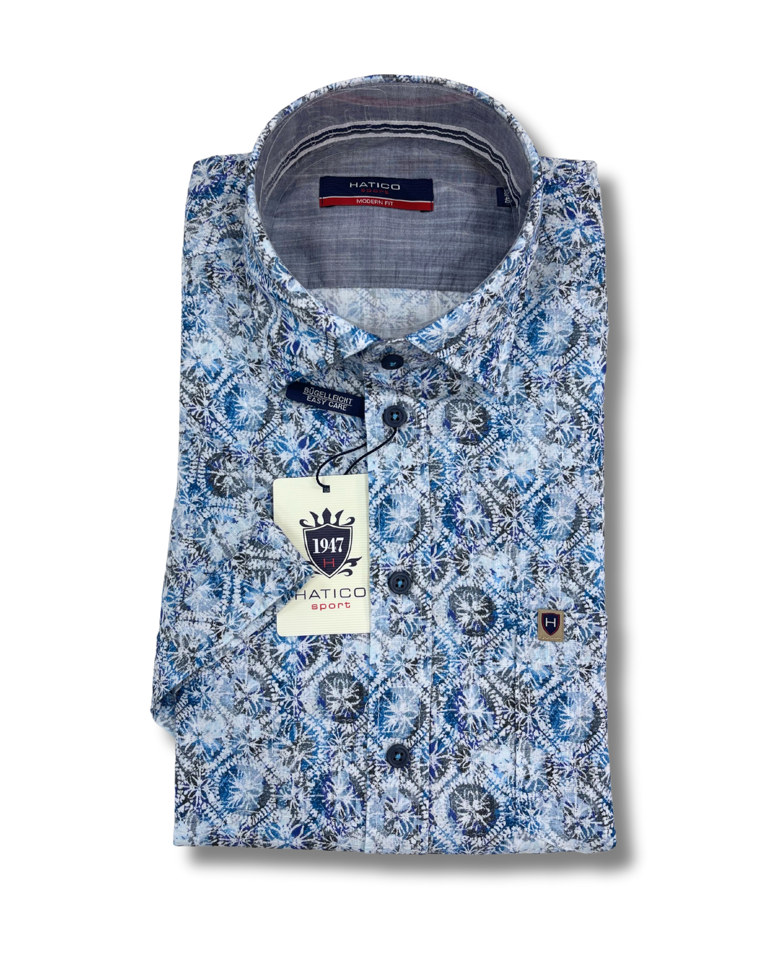 Hatico sininen lyhythihainen kauluspaita modern fit