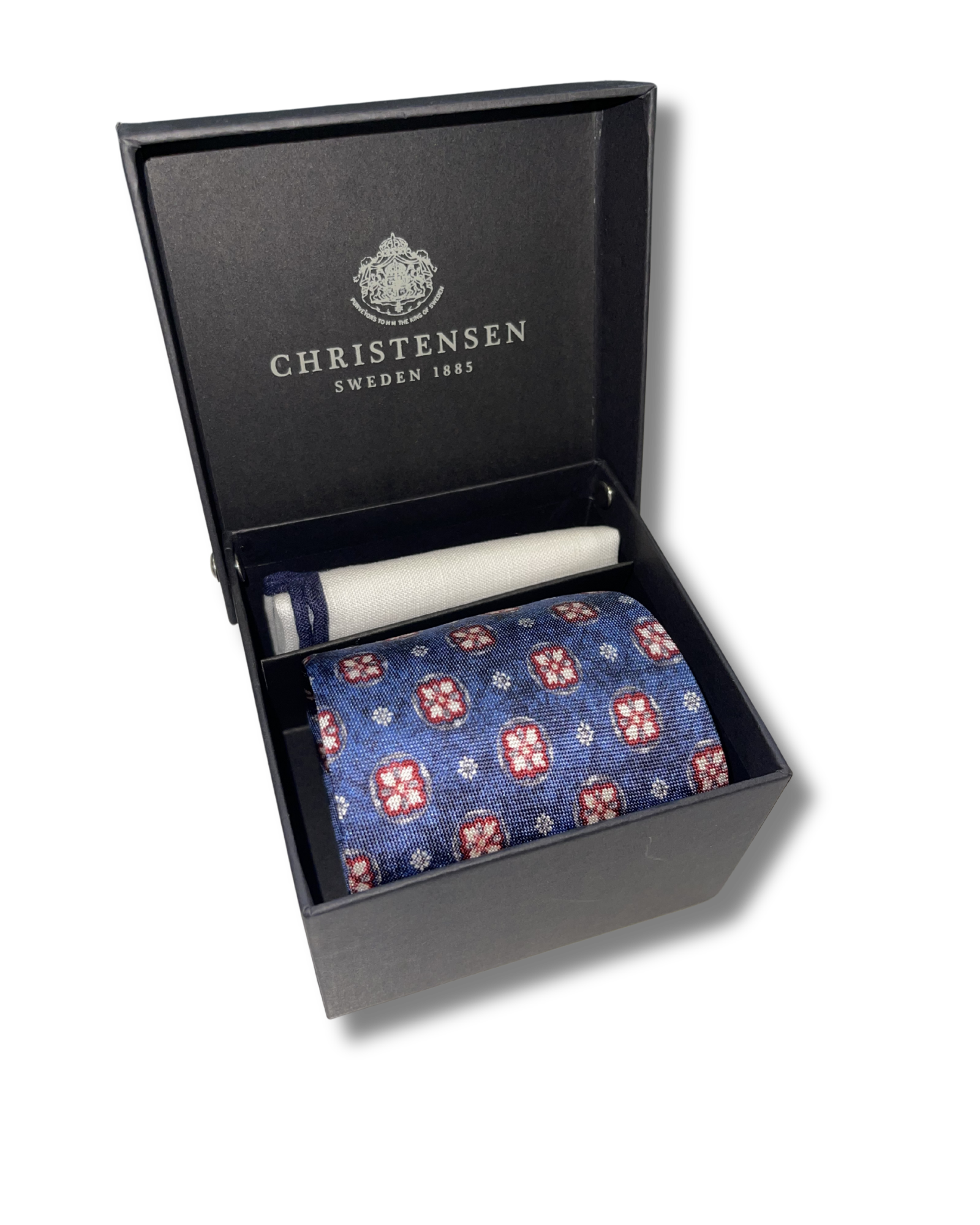 Amanda Christensen silkkisolmio- ja taskuliinasetti navy