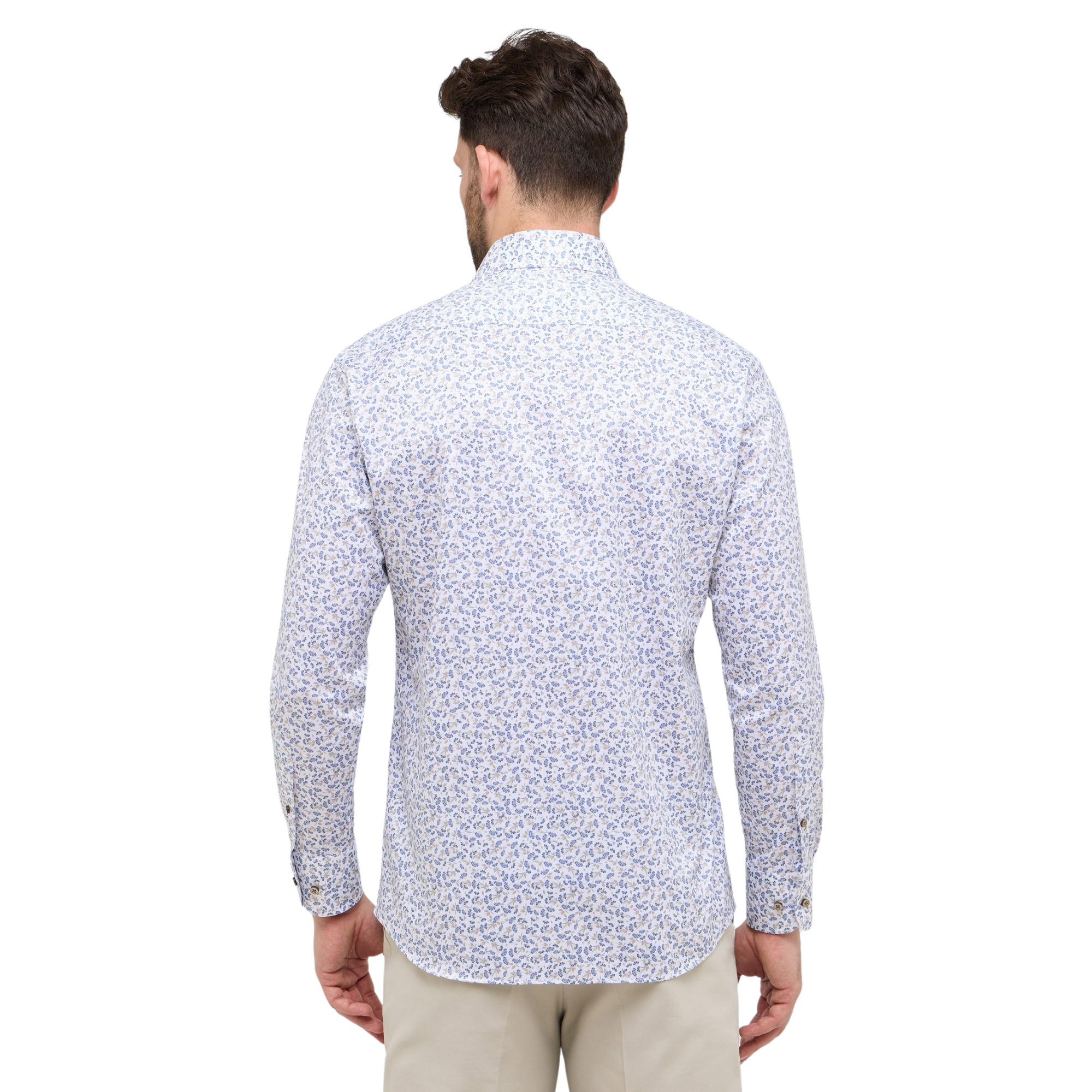 Eterna kauluspaita sininen pieni kukka slim fit "F682"