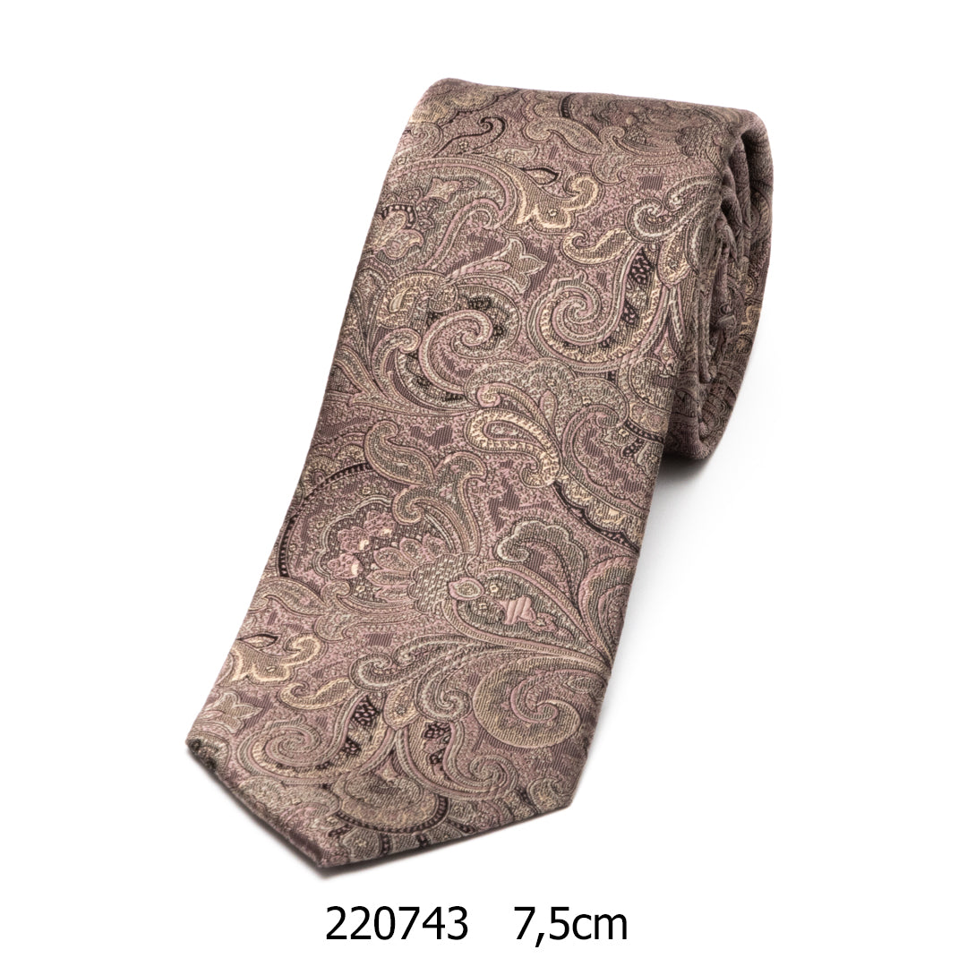 Matex rosa beige paisley silkkisolmio