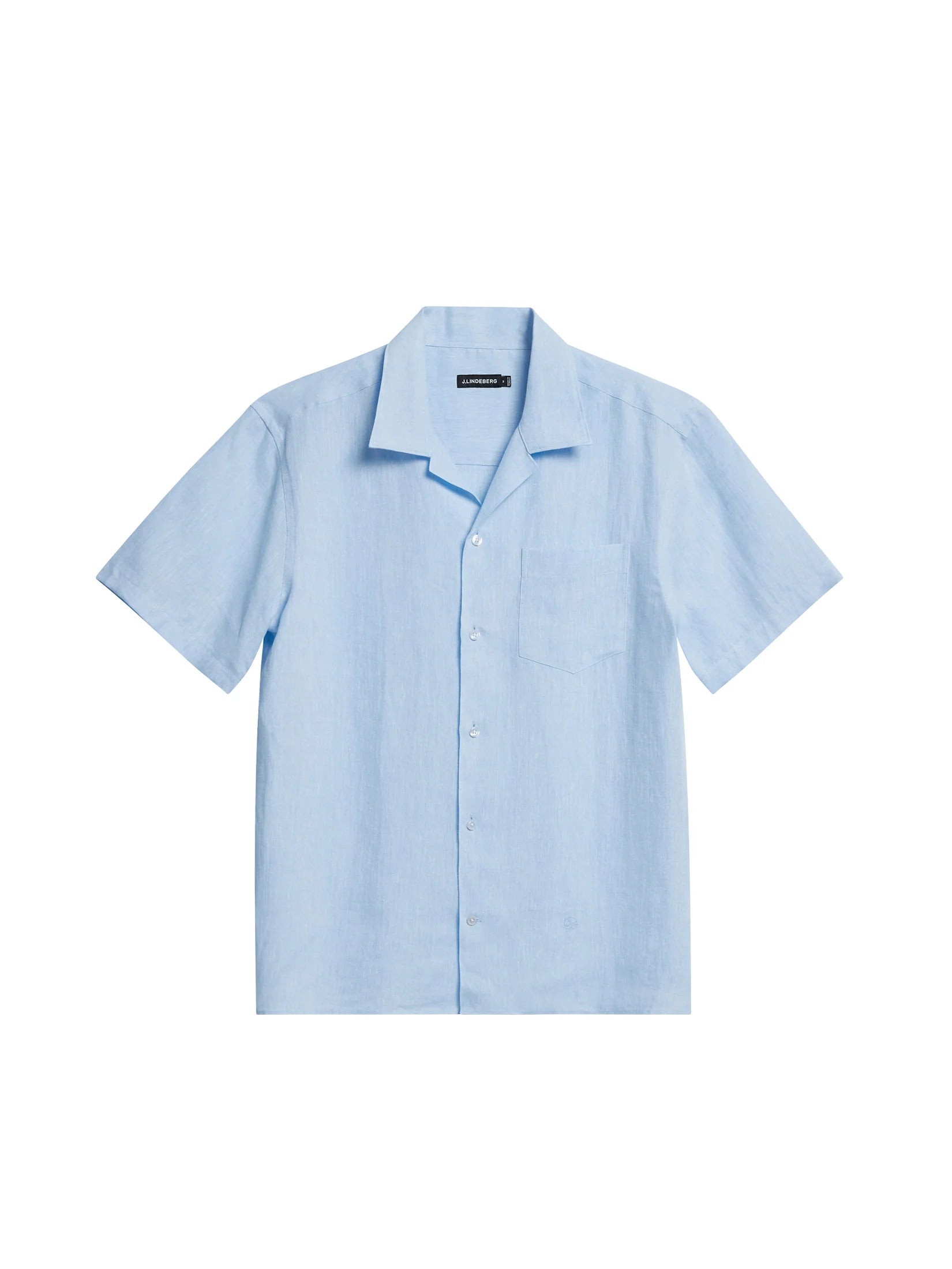 J.Lindeberg lyhythihainen pellavapaita vaaleansininen "Elio Linen Melange Shirt"