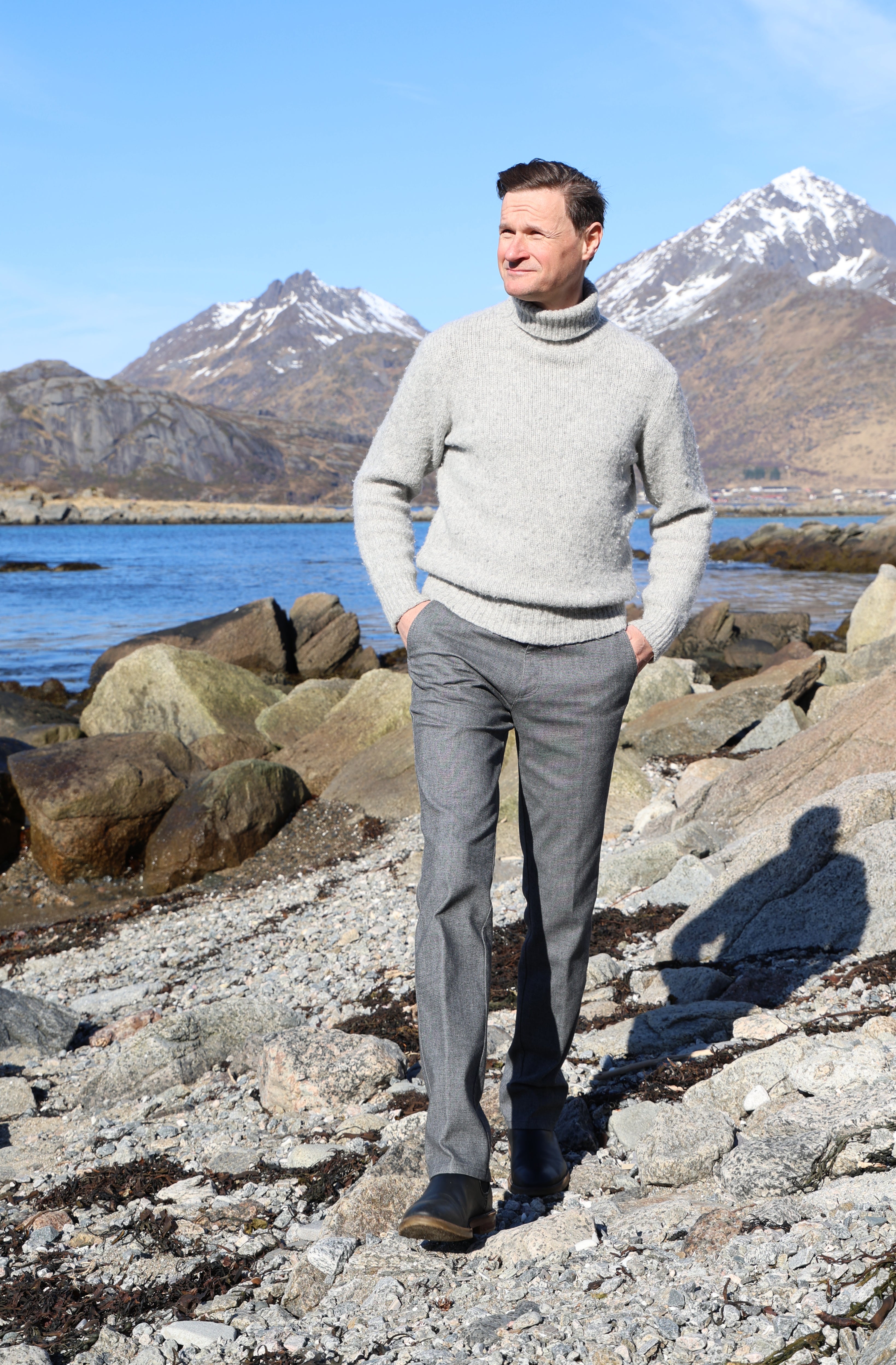 Buzo Denes puuvillahousu harmaa tekstuuri wool look