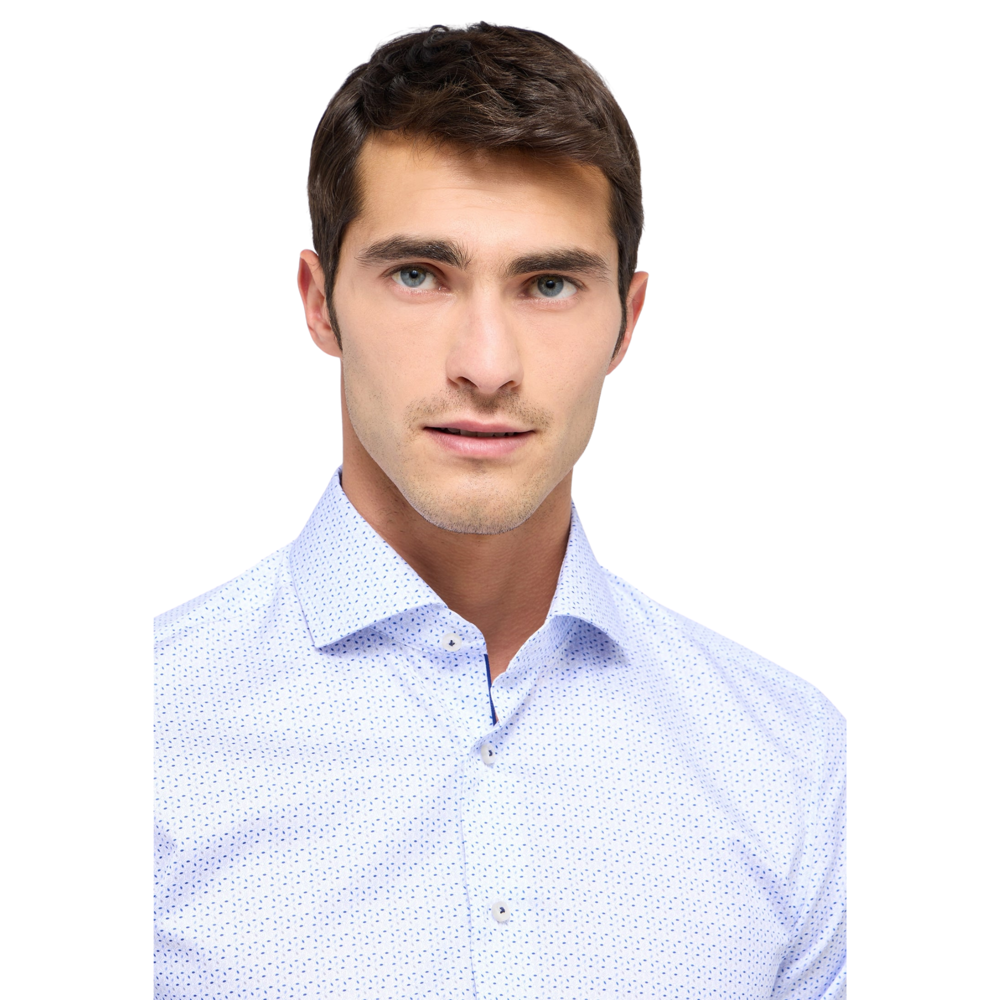 Eterna kauluspaita vaaleansininen kuvio modern fit "X68V"