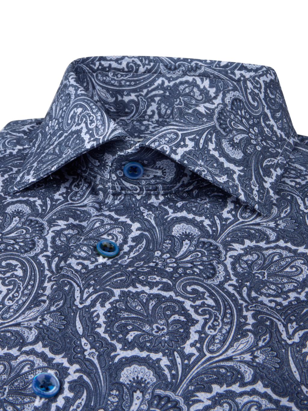 Stenströms kauluspaita siniharmaalla paisley printillä slimline