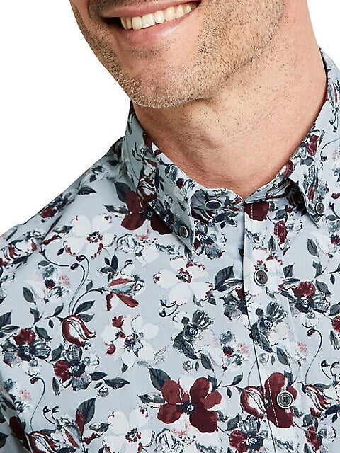 Bugatti Fine twill kauluspaita kukkakuviolla