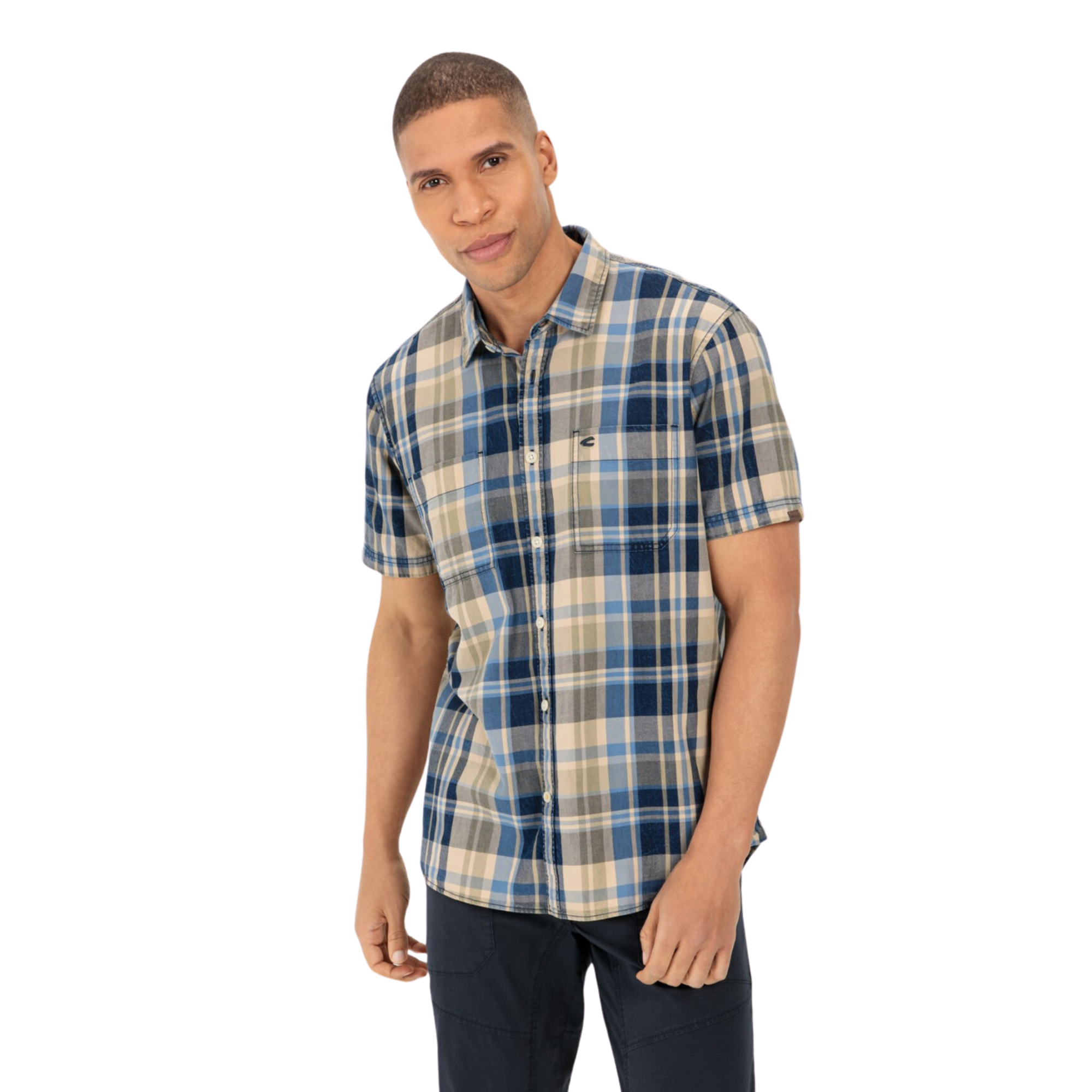 Camel Active ruudullinen lyhythihainen kauluspaita ”3S52 indigo dyed”