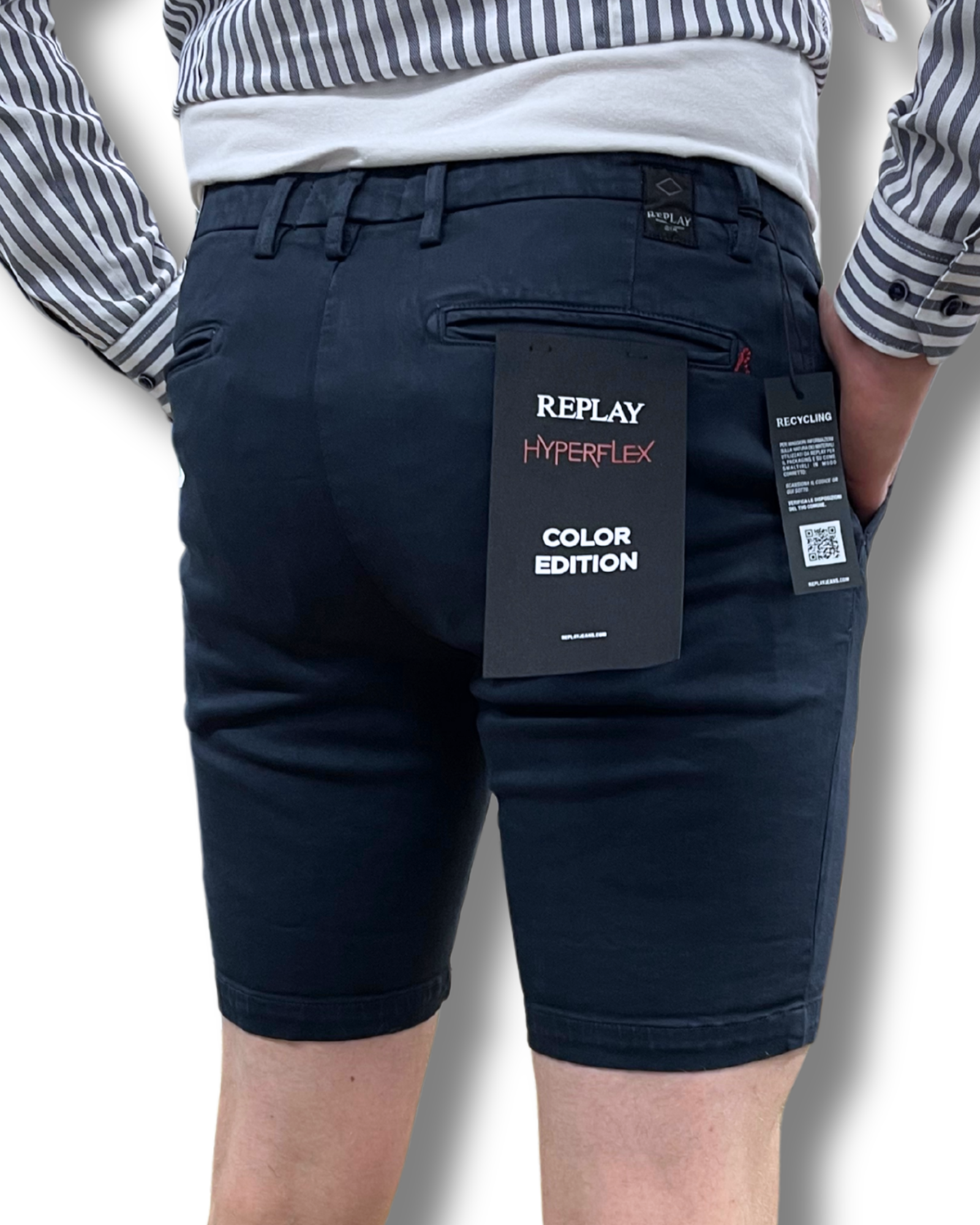 Replay hyperflex tummansiniset shortsit "regular-fit"