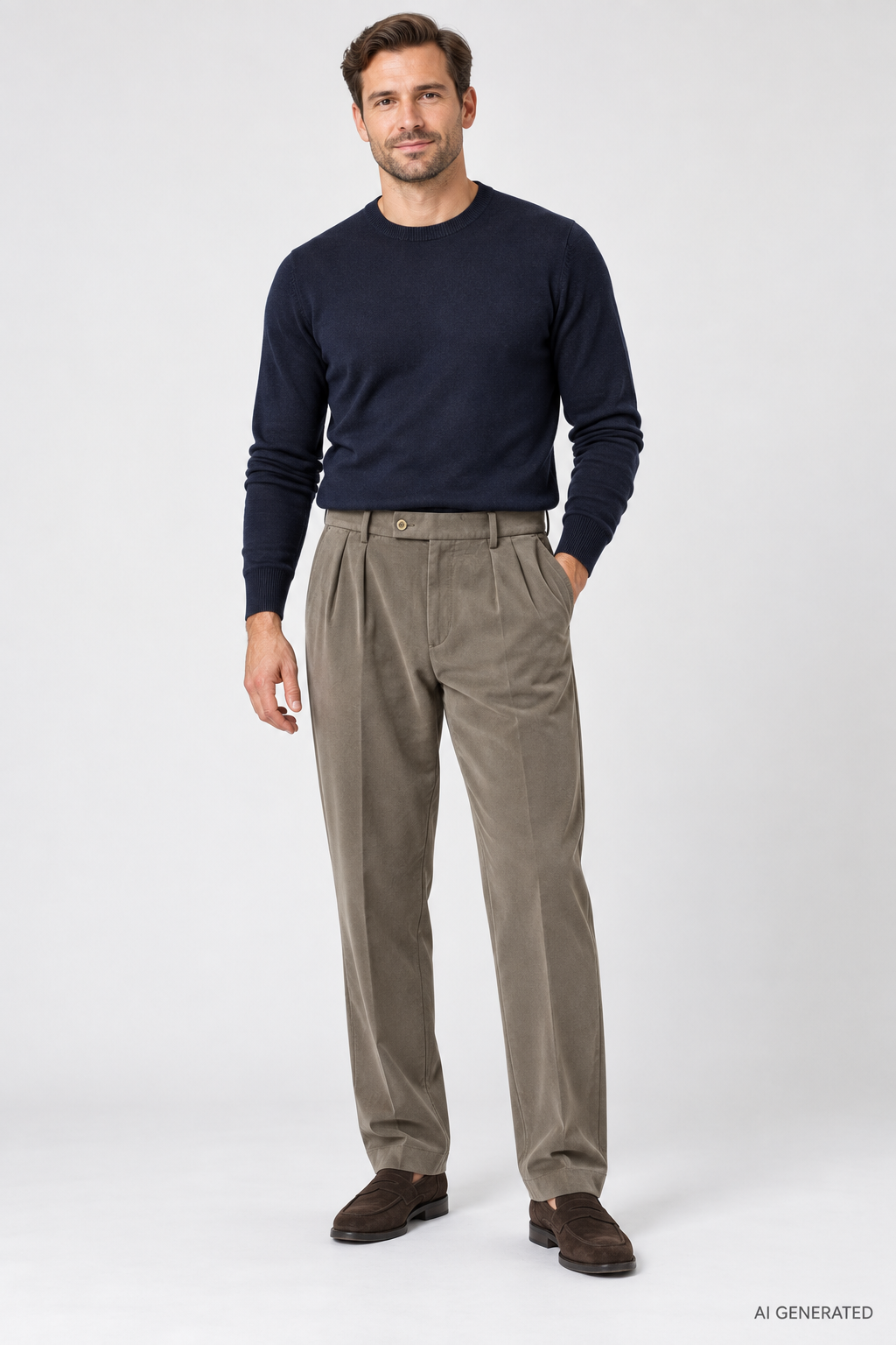 Alberto Miko suorat ruskeat puuvillahousut relaxed fit