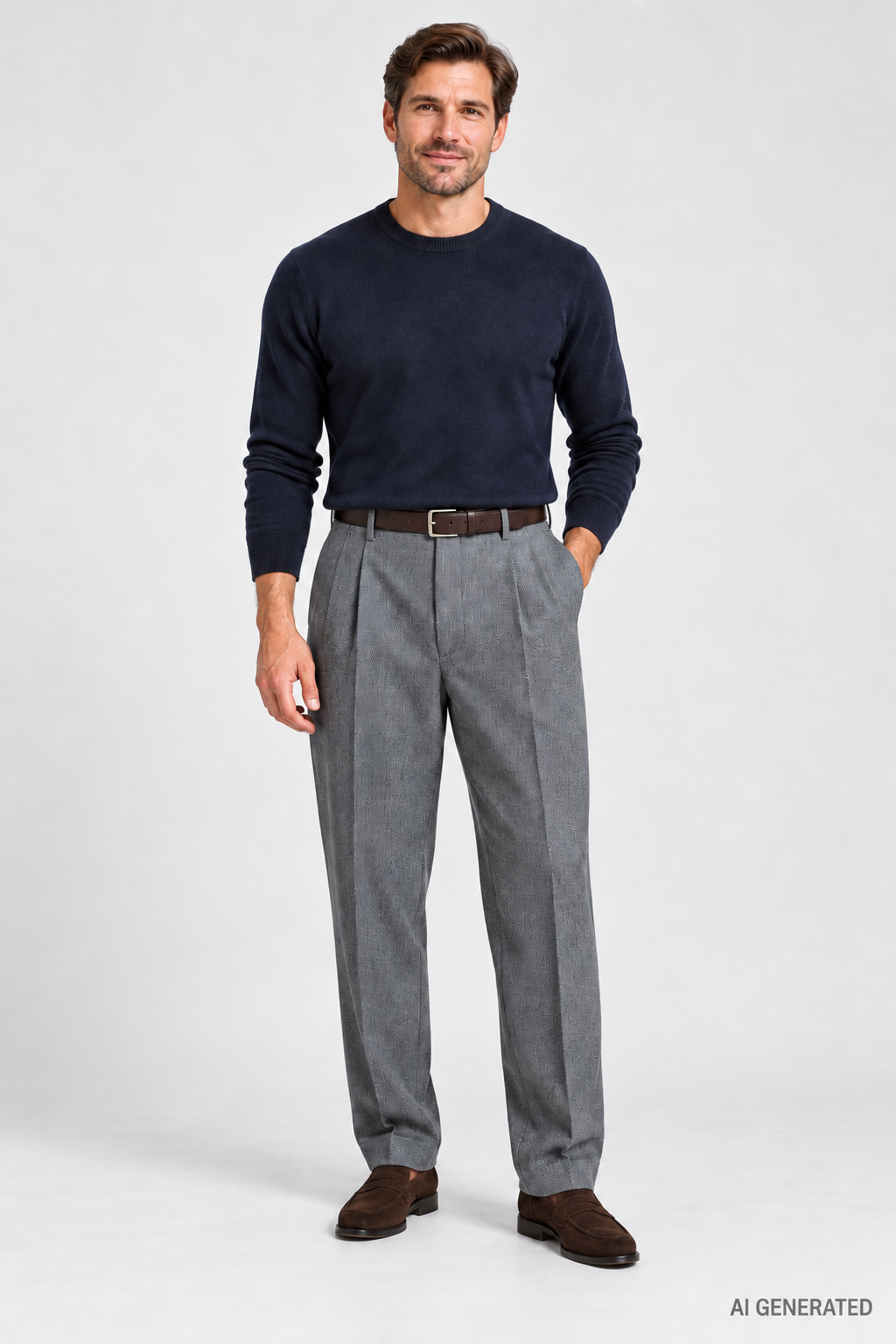 Alberto Miko harmaat herringbone suorat housut relaxed fit