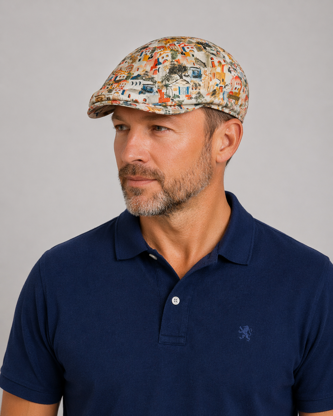 Stetson Flat Cap kylä printti puuvilla