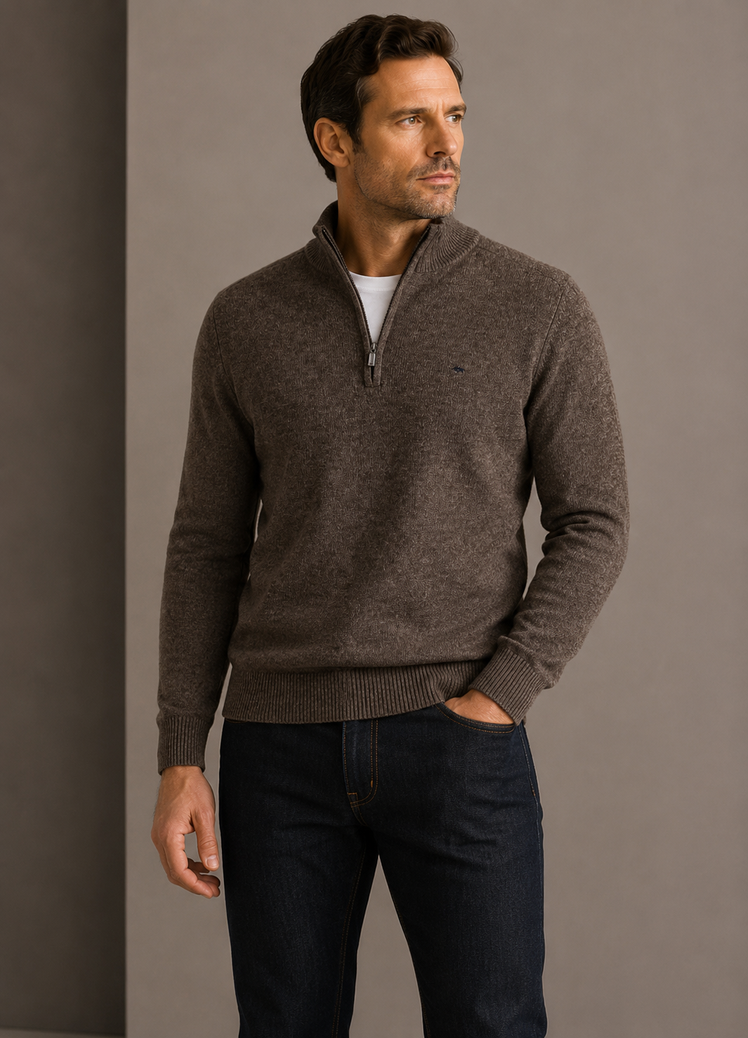 Fynch-Hatton half-zip villaneule ruskea