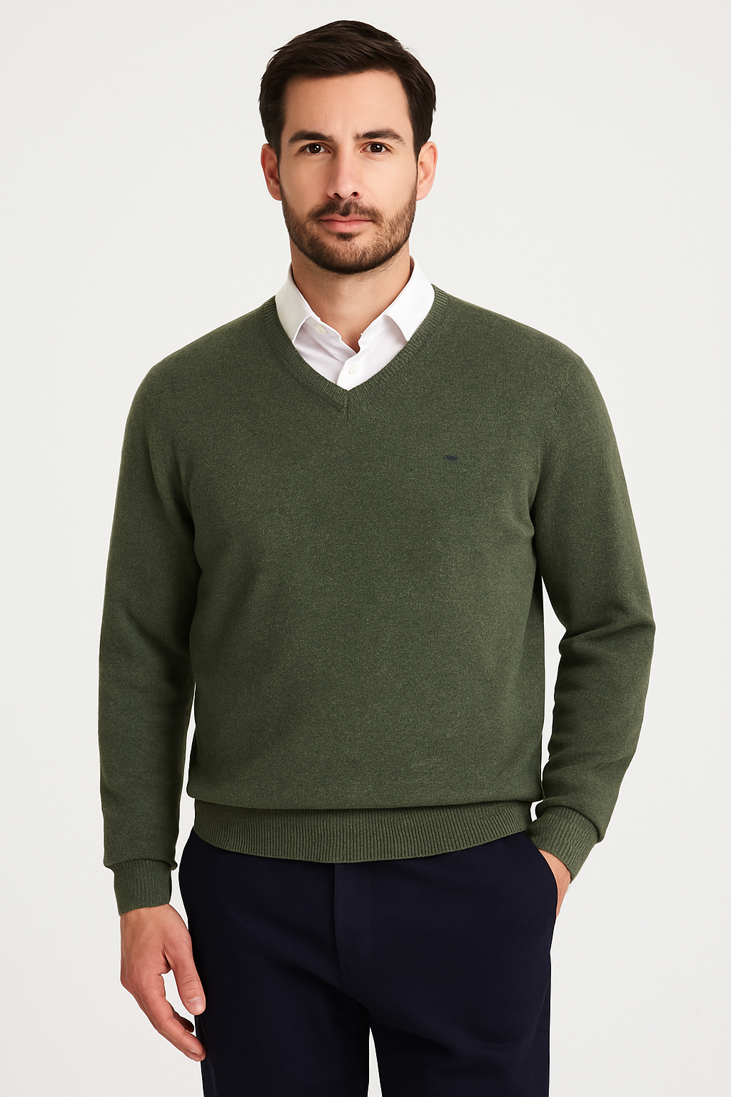 Fynch-Hatton villaneule v-aukolla vihreä lambswool