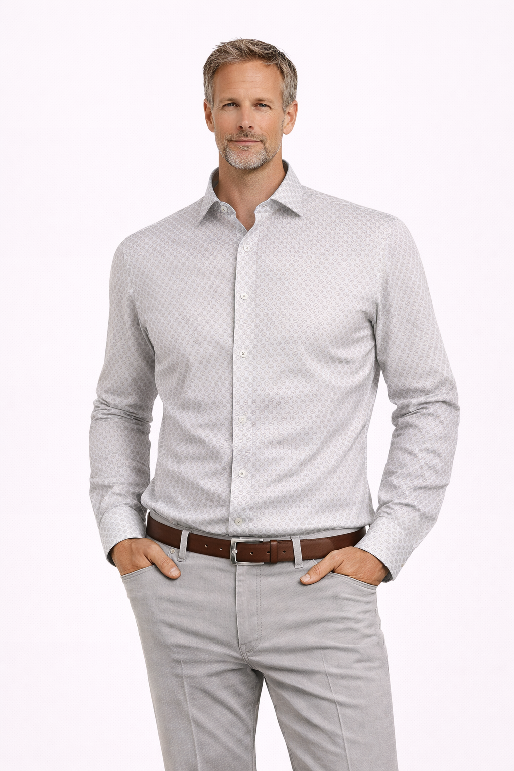 Seidensticker kauluspaita beige medaljonki shaped fit