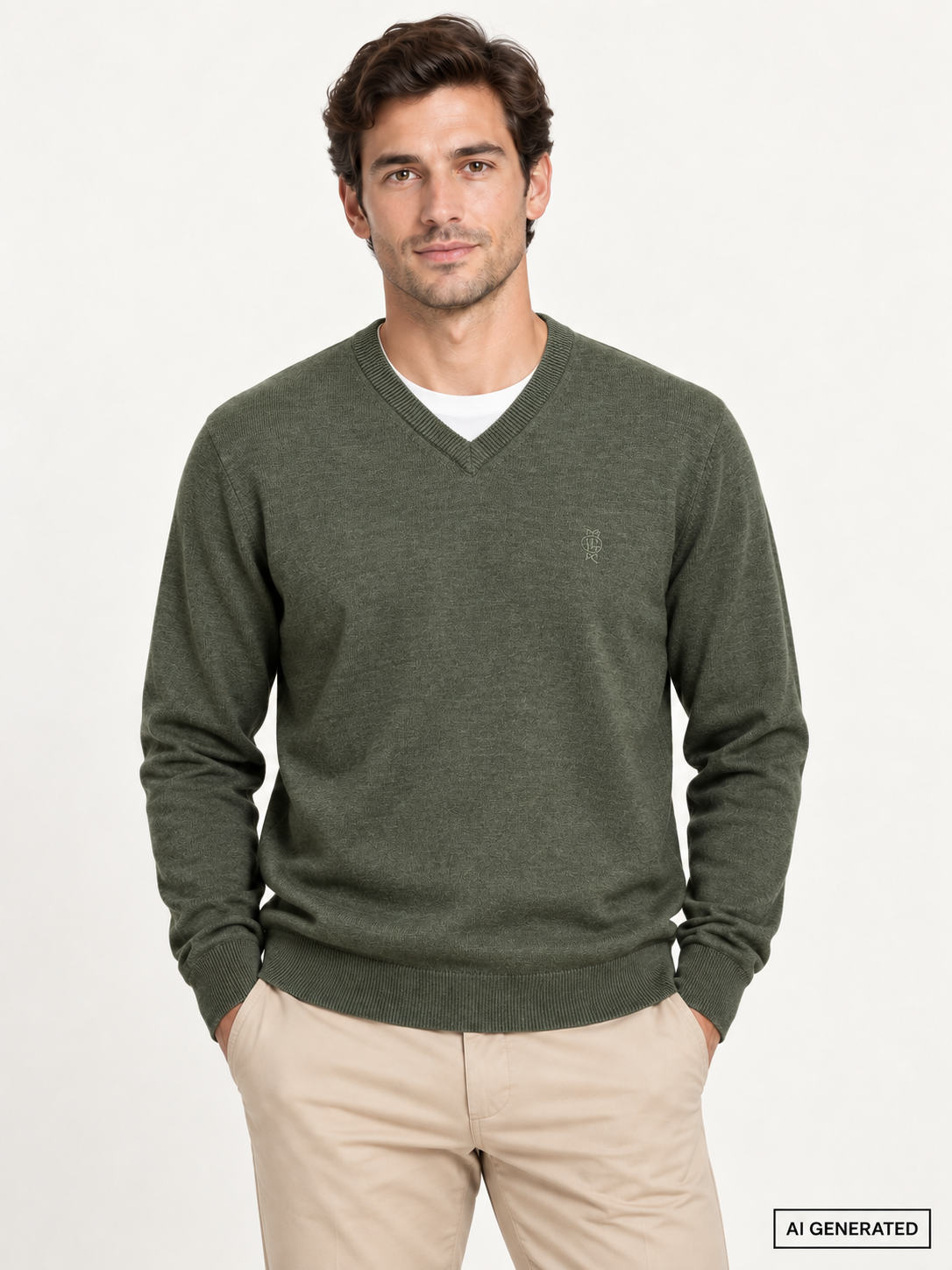 Mel Richman neule Men's v-neck sweater Dark green