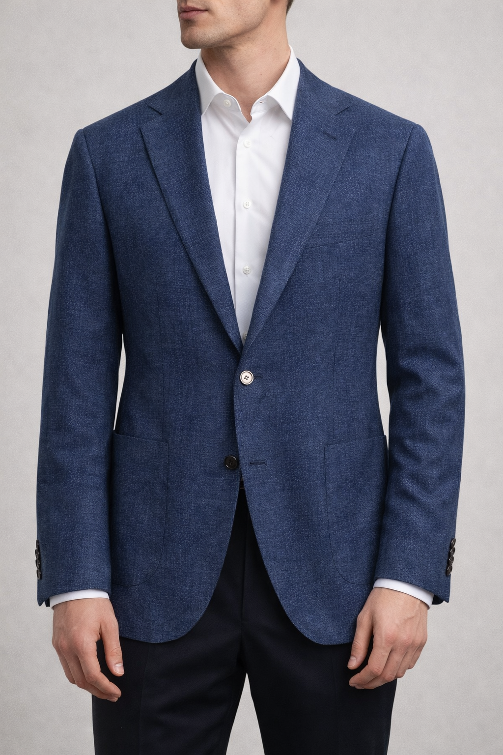 Turo Buffalo sininen pellava bleiseri modern fit Marzotto