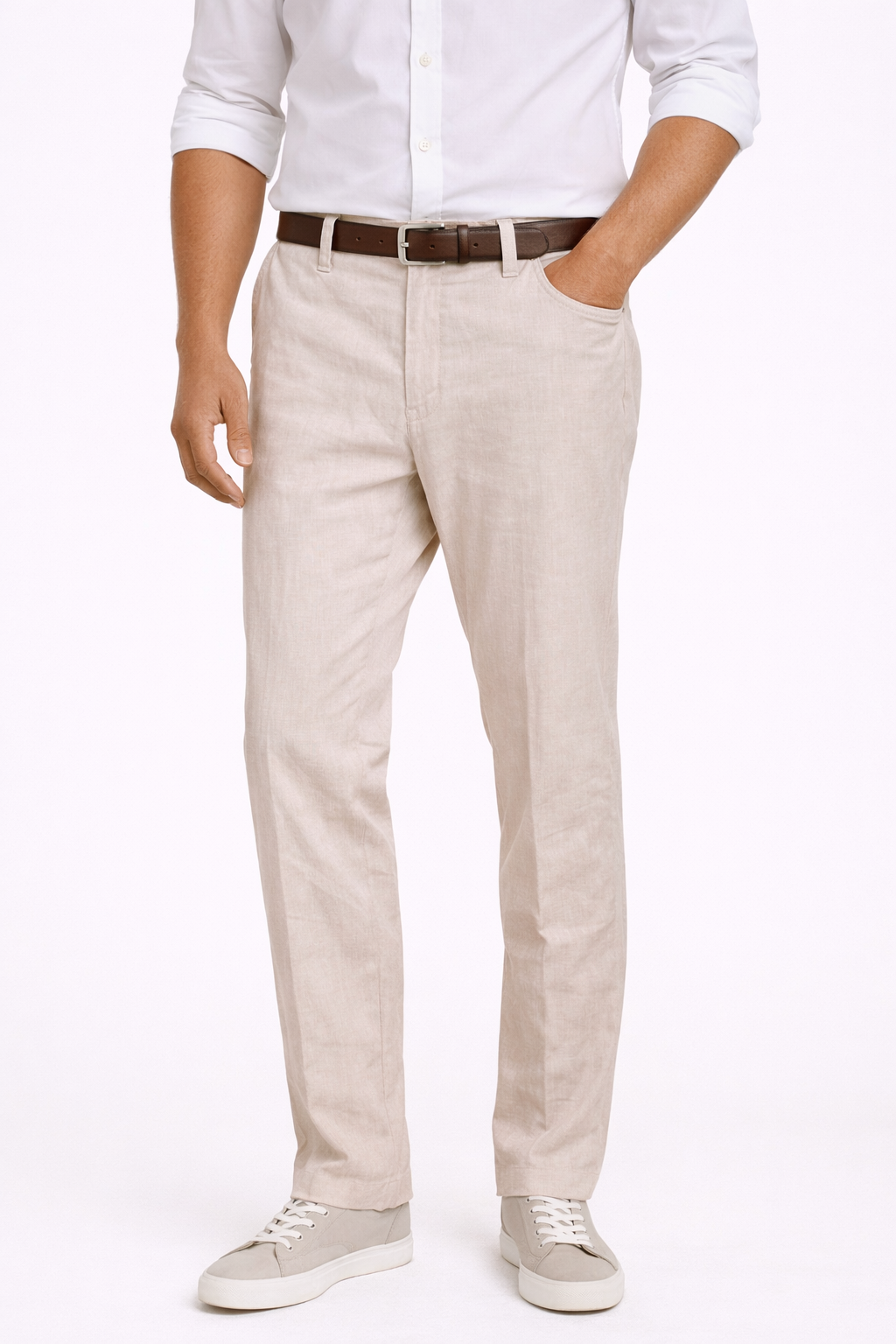 Buzo Denes vaaleat pellavahousut regular fit