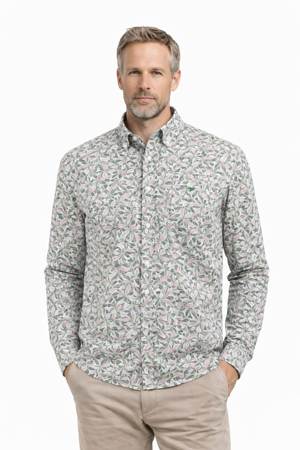 Fynch-Hatton kukkakuvio avocado pink kauluspaita