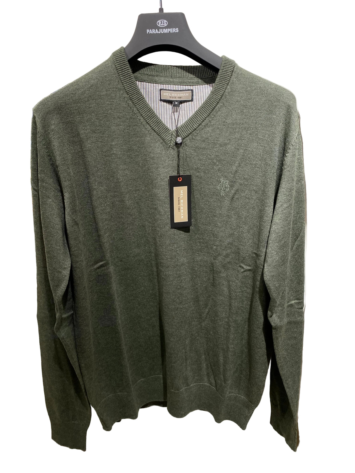 Mel Richman neule Men's v-neck sweater Dark green