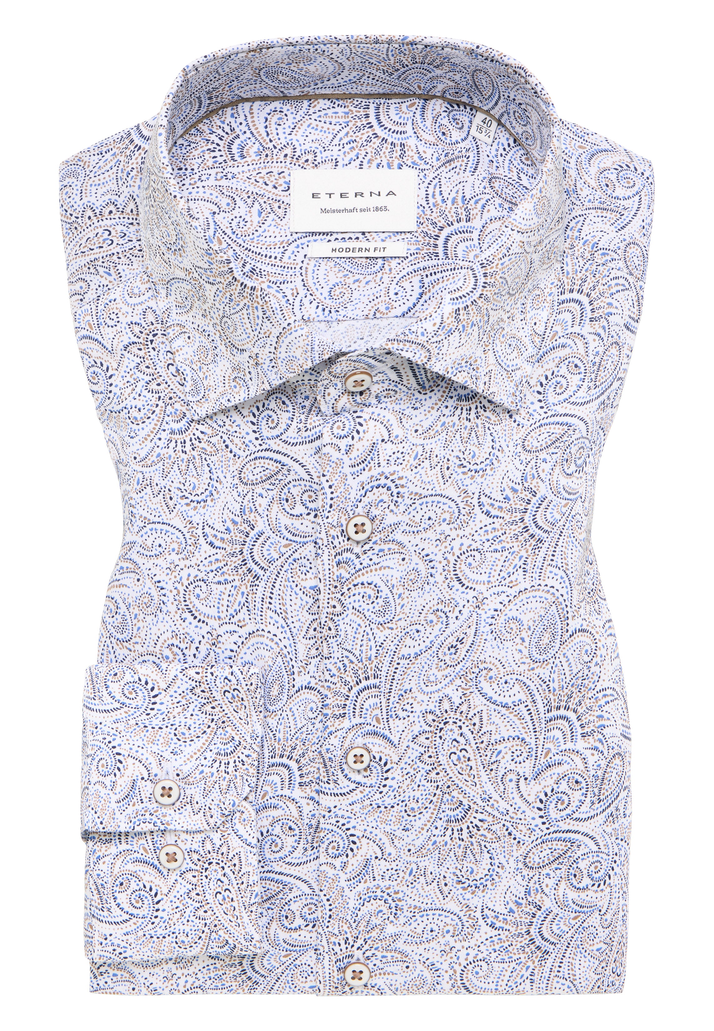 Eterna vaalea paisley kauluspaita modern fit