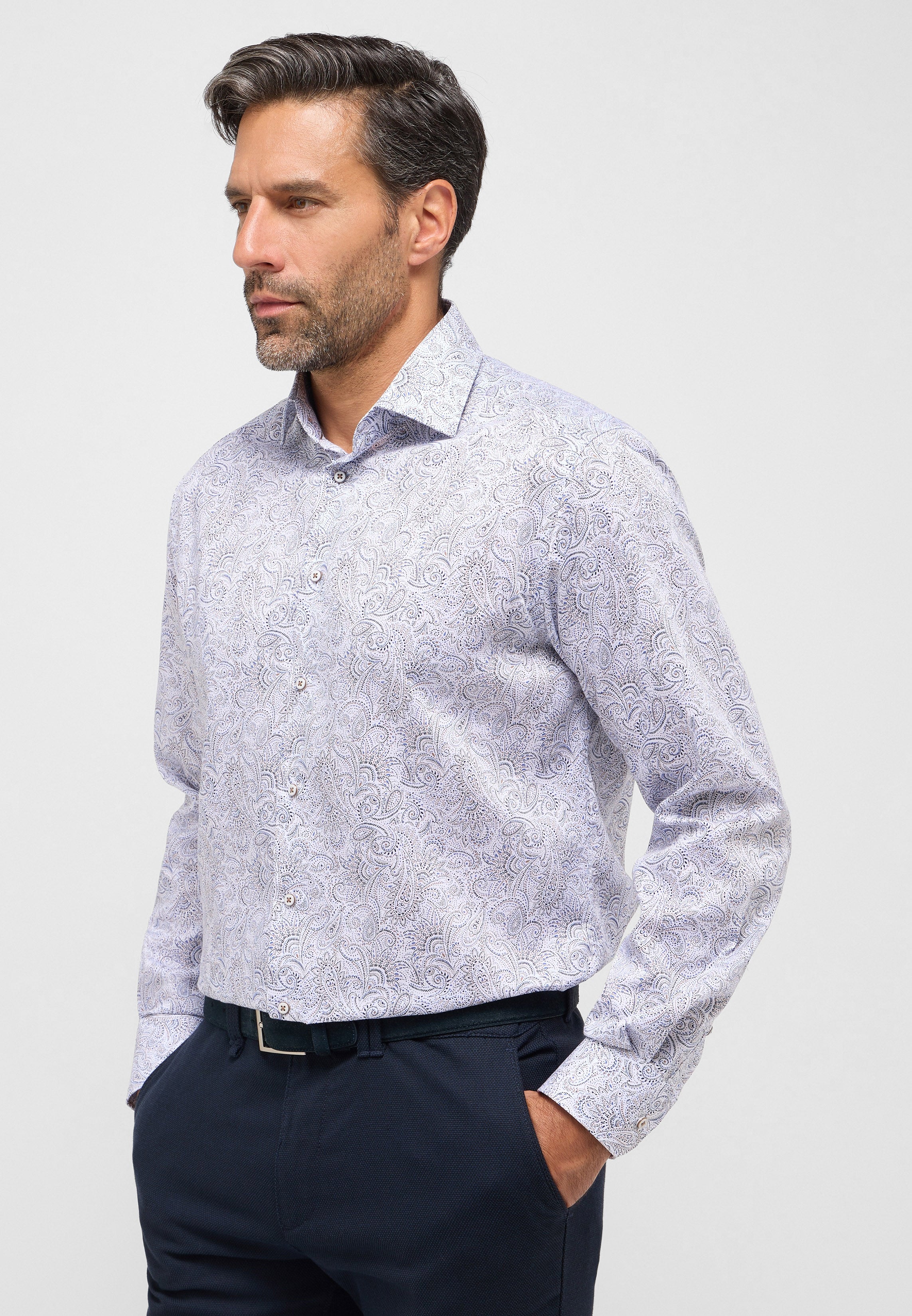 Eterna vaalea paisley kauluspaita modern fit