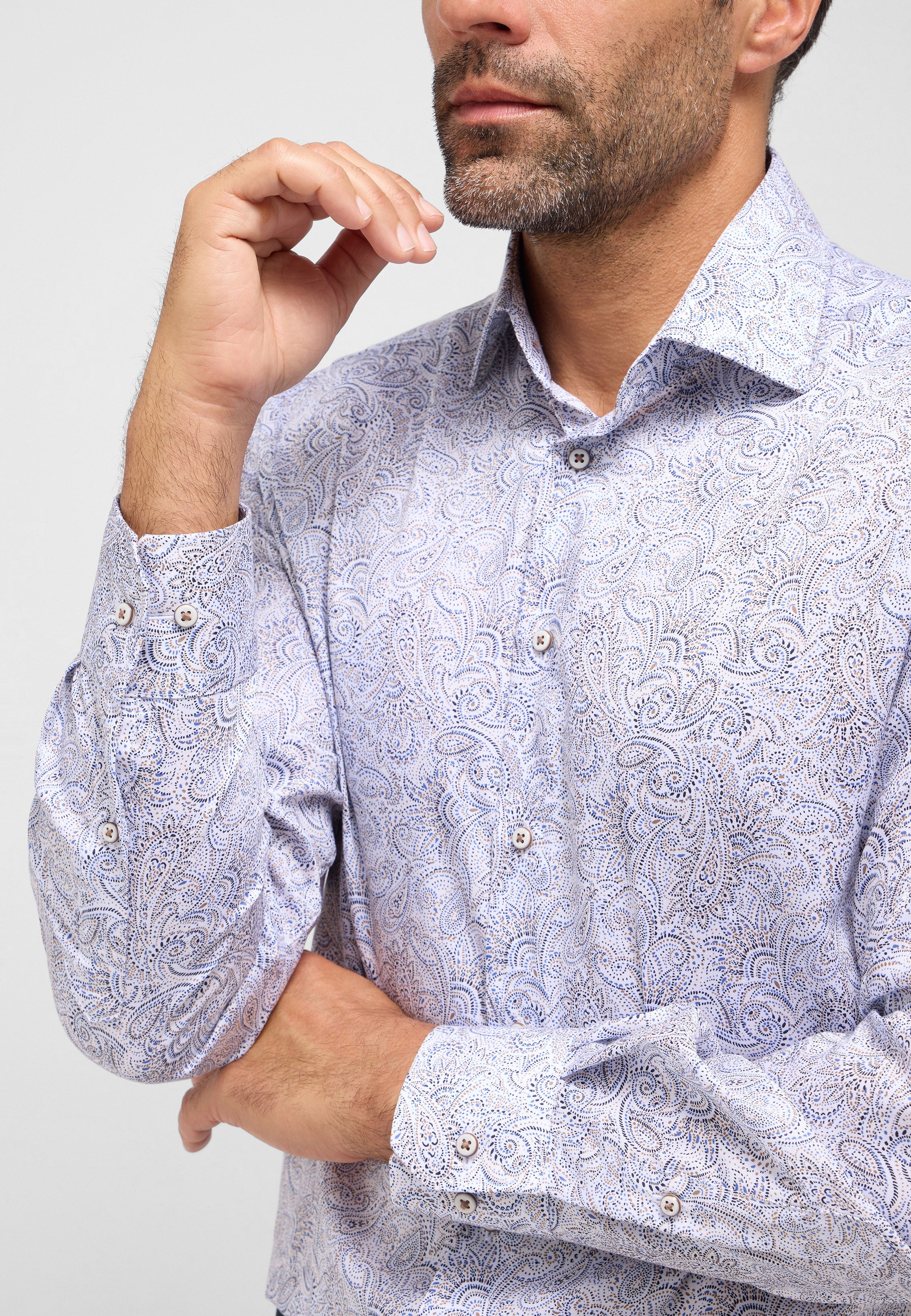Eterna vaalea paisley kauluspaita modern fit