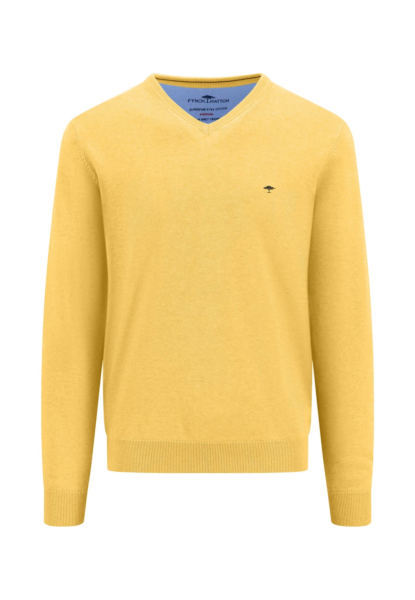 Fynch-Hatton puuvillaneule v-aukolla "Superfine 3-ply cotton"
