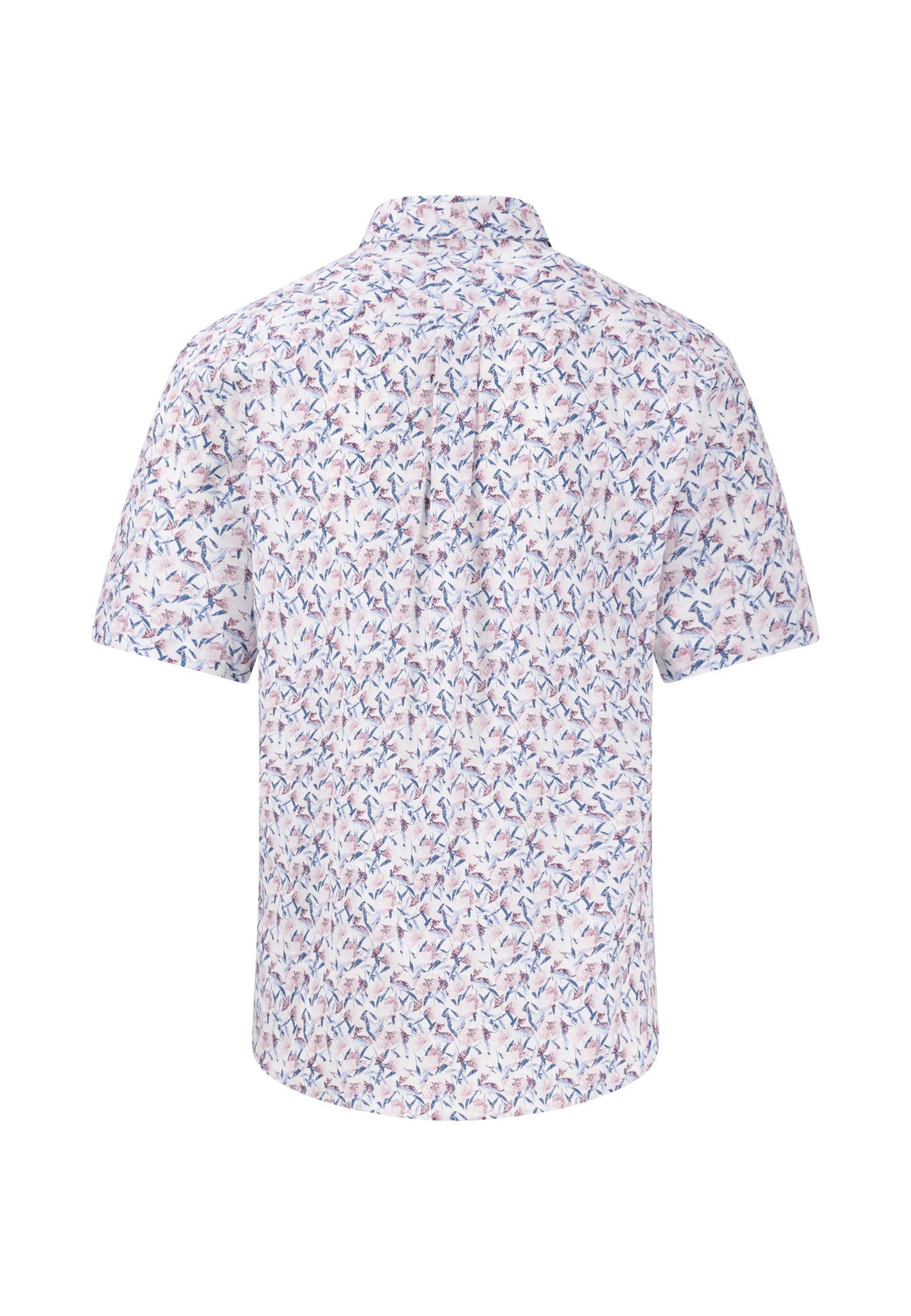Fynch-Hatton lyhythihainen kauluspaita vaaleanpunainen kukkaprintti "premium cotton"