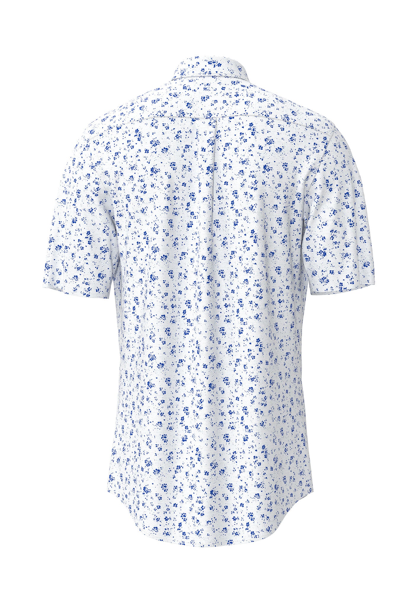 Fynch-Hatton lyhythihainen kauluspaita vaaleansininen printti "Soft Washed Cotton"