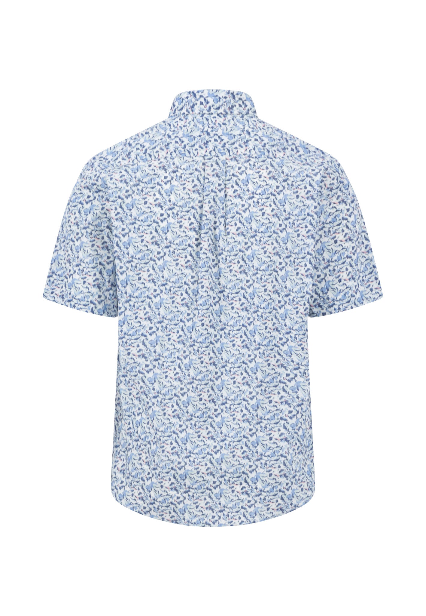 Fynch-Hatton lyhythihainen kauluspaita sinisellä lehtikuosilla