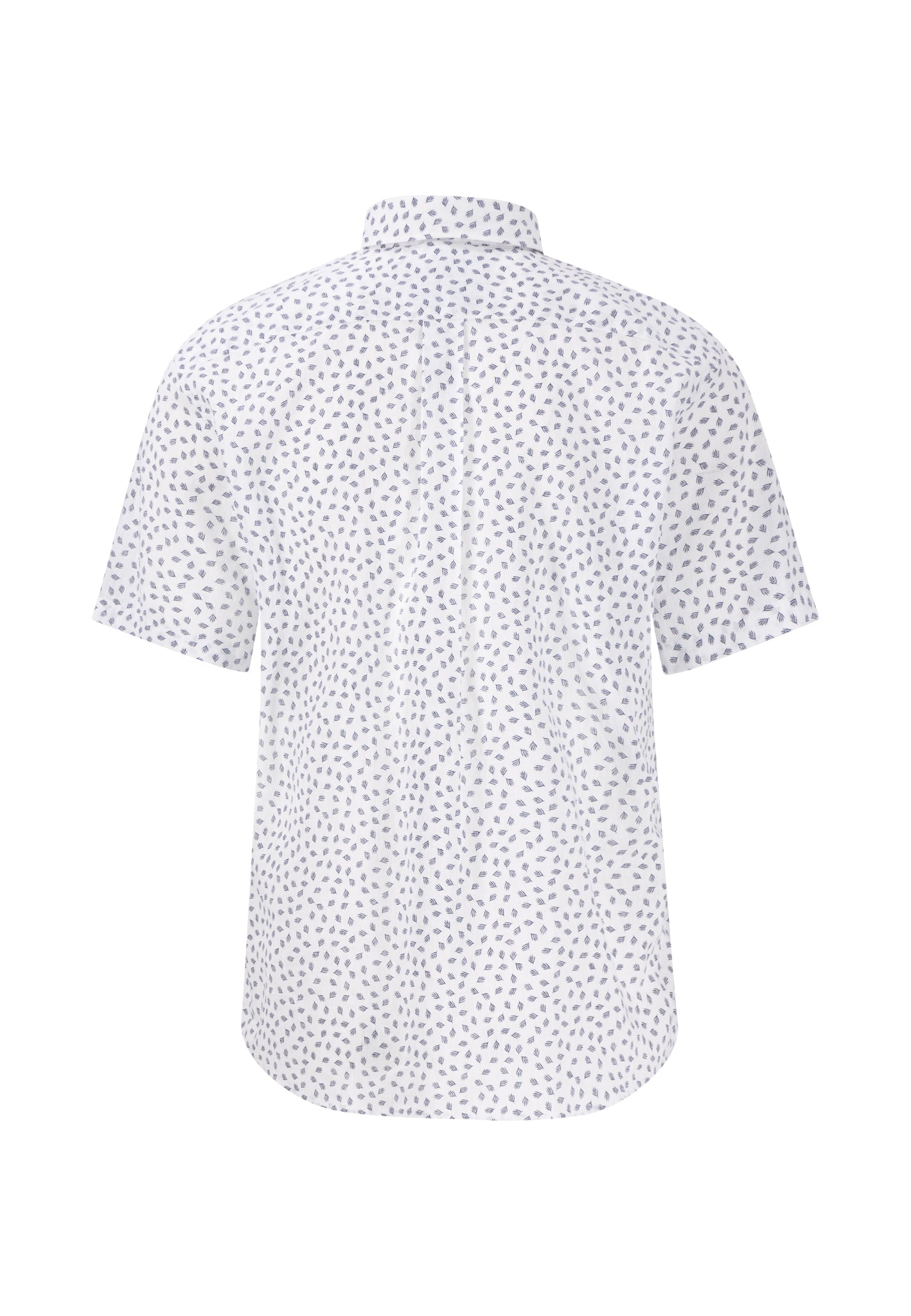 Fynch-hatton valkoinen lyhythihainen kauluspaita lehtikuvioilla "pure linen"