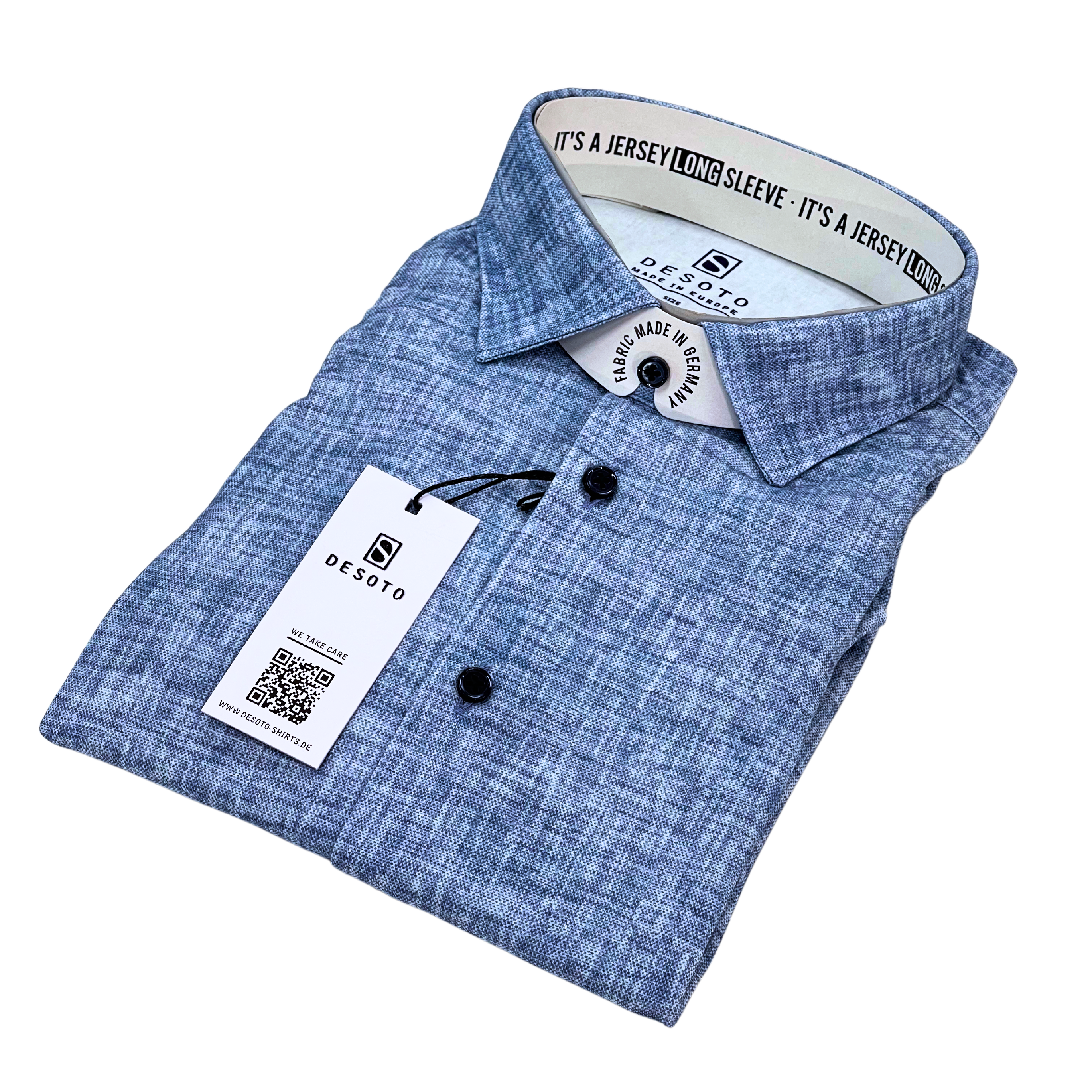 DESOTO sininen denim joustokauluspaita ”Kent”