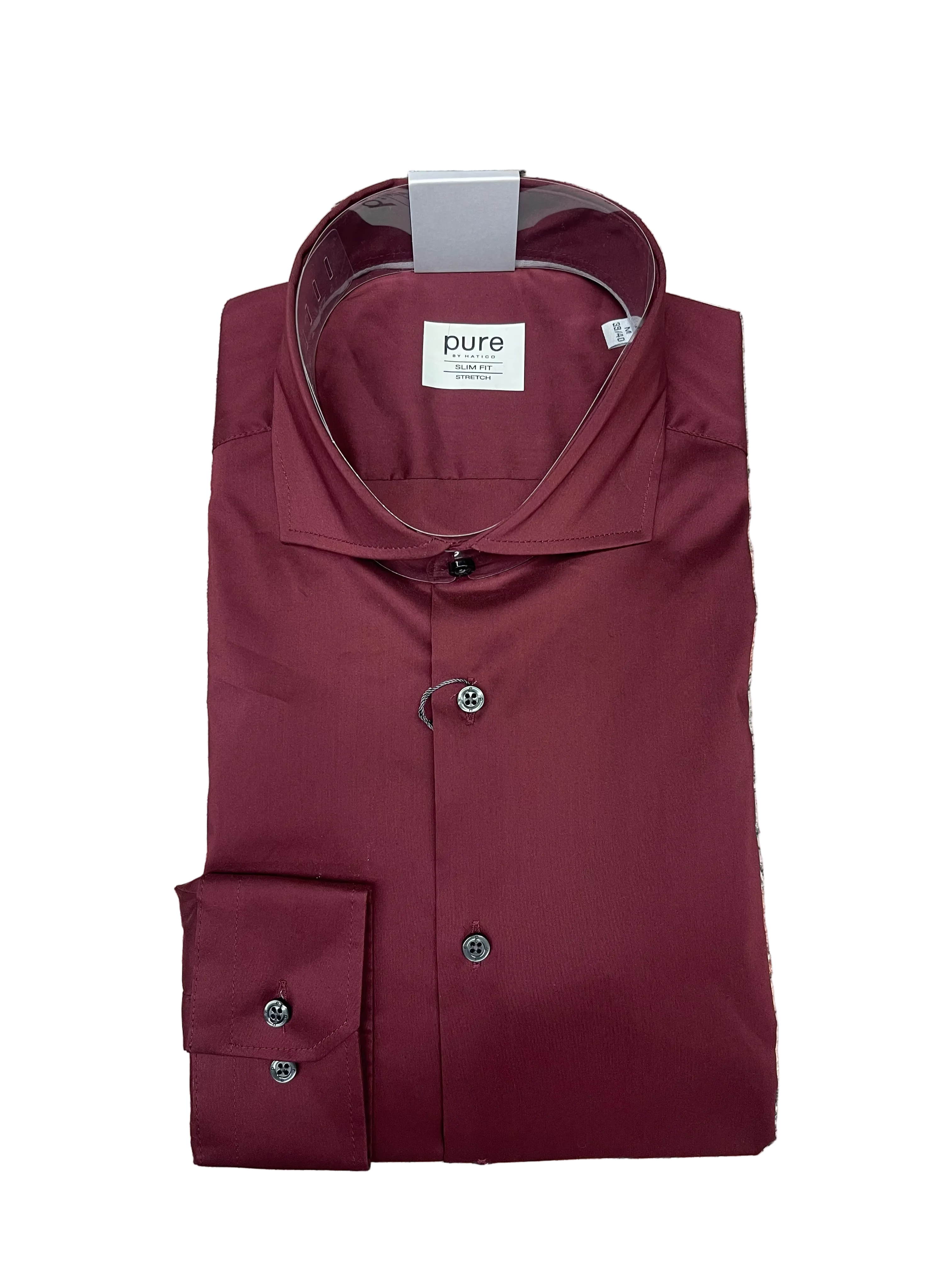 PURE slim fit joustava kauluspaita viininpunainen