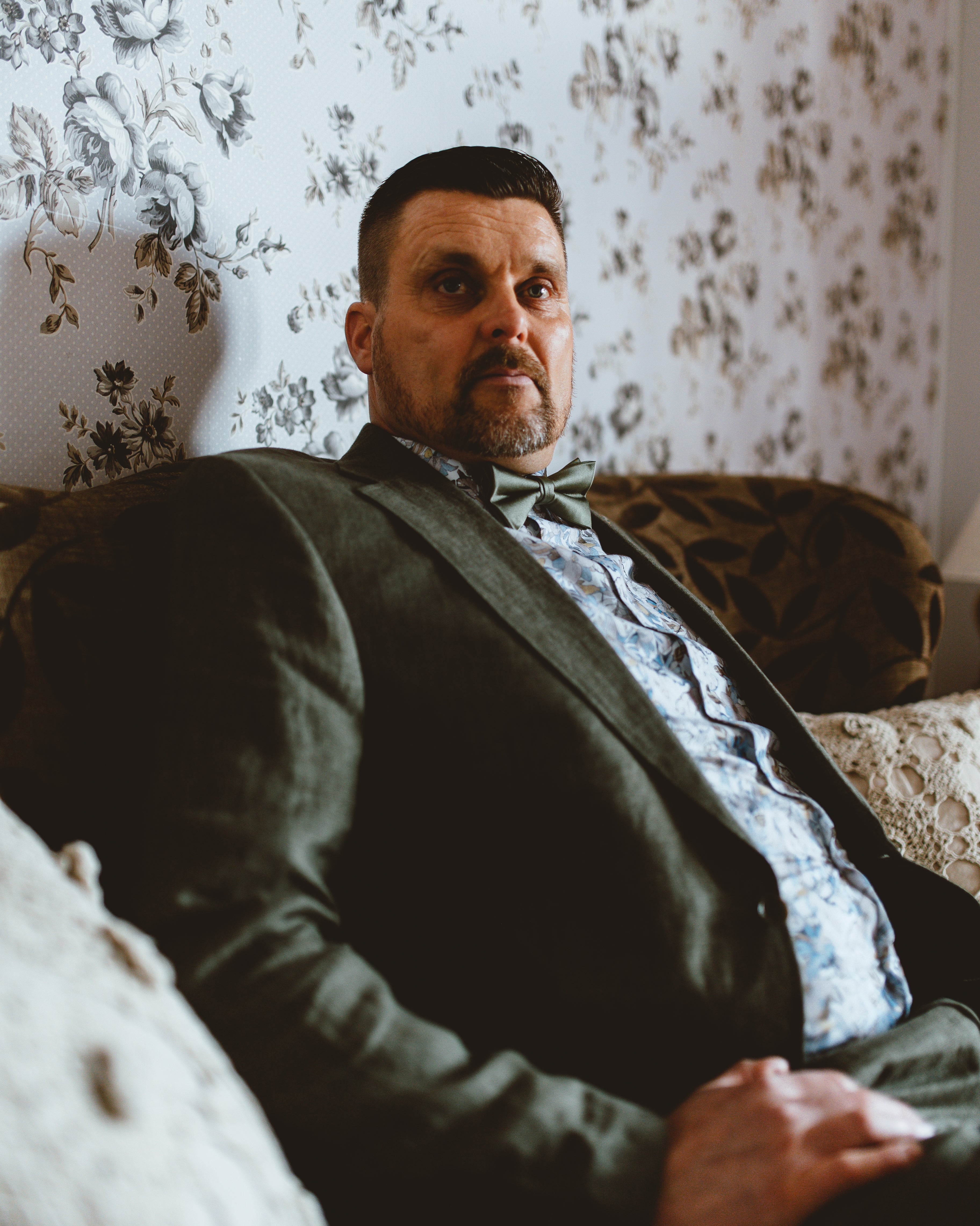 Carl Gross vihreä pellavainen puvuntakki