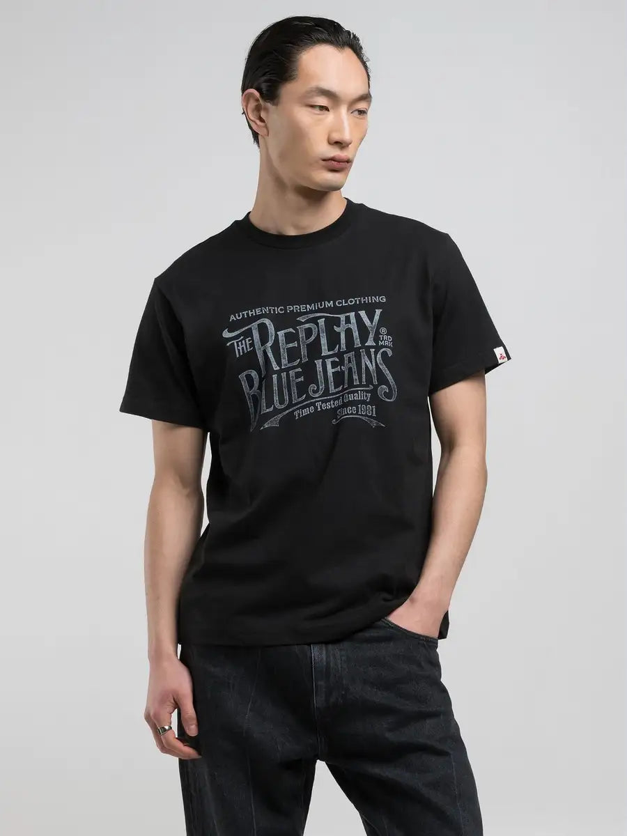Replay musta regular-fit t-paita