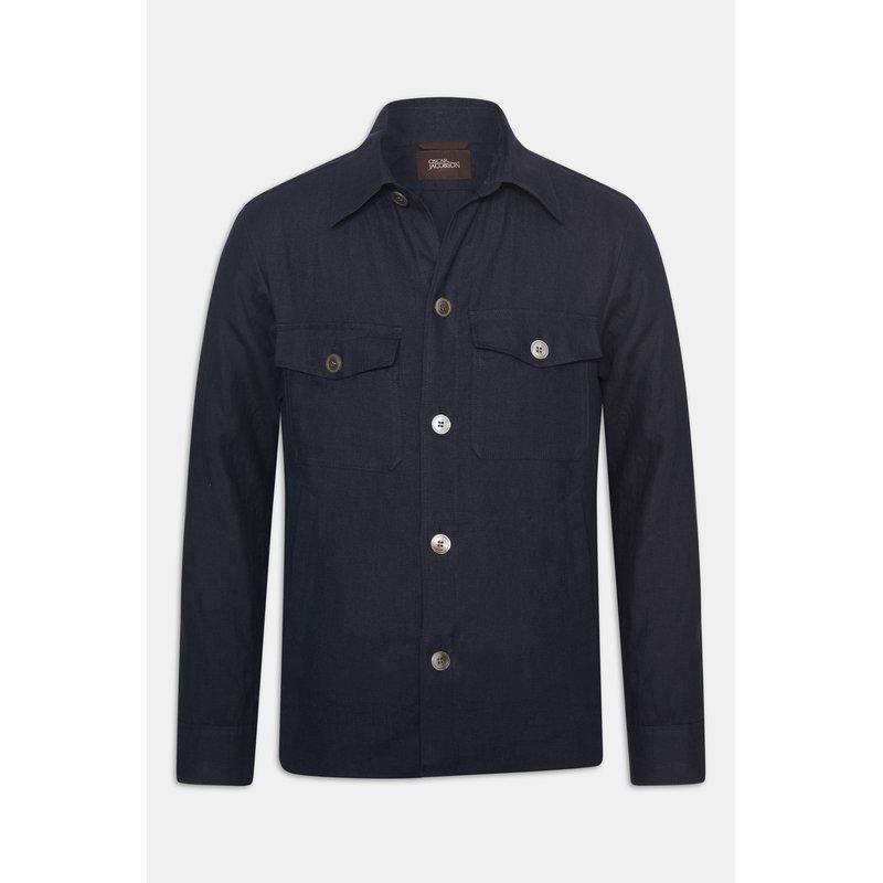 Oscar Jacobson Maverick Jacket sininen paitatakki pellava