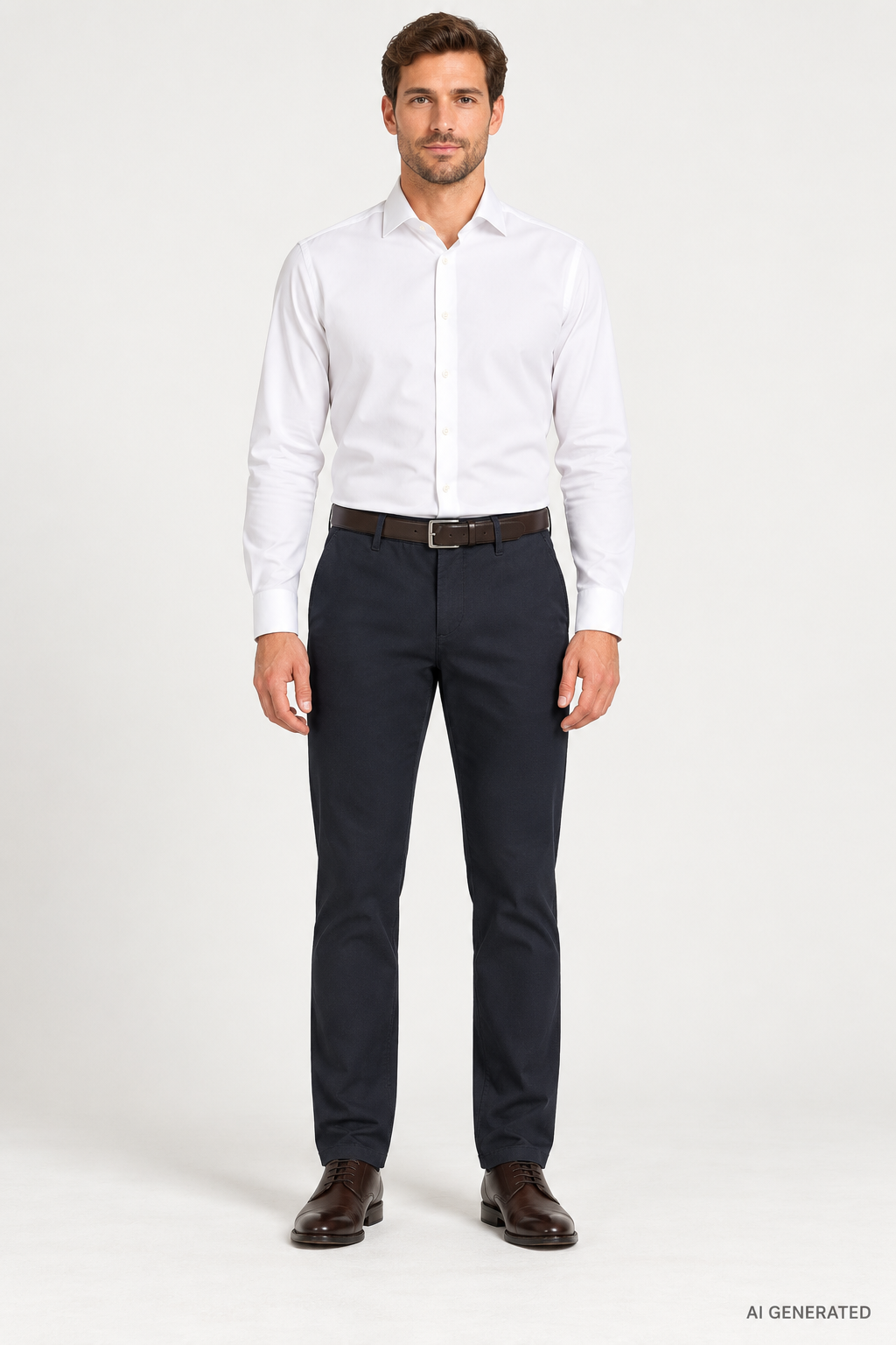 Alberto Lou chinot mikrostruktuuri smart wool look navy regular fit