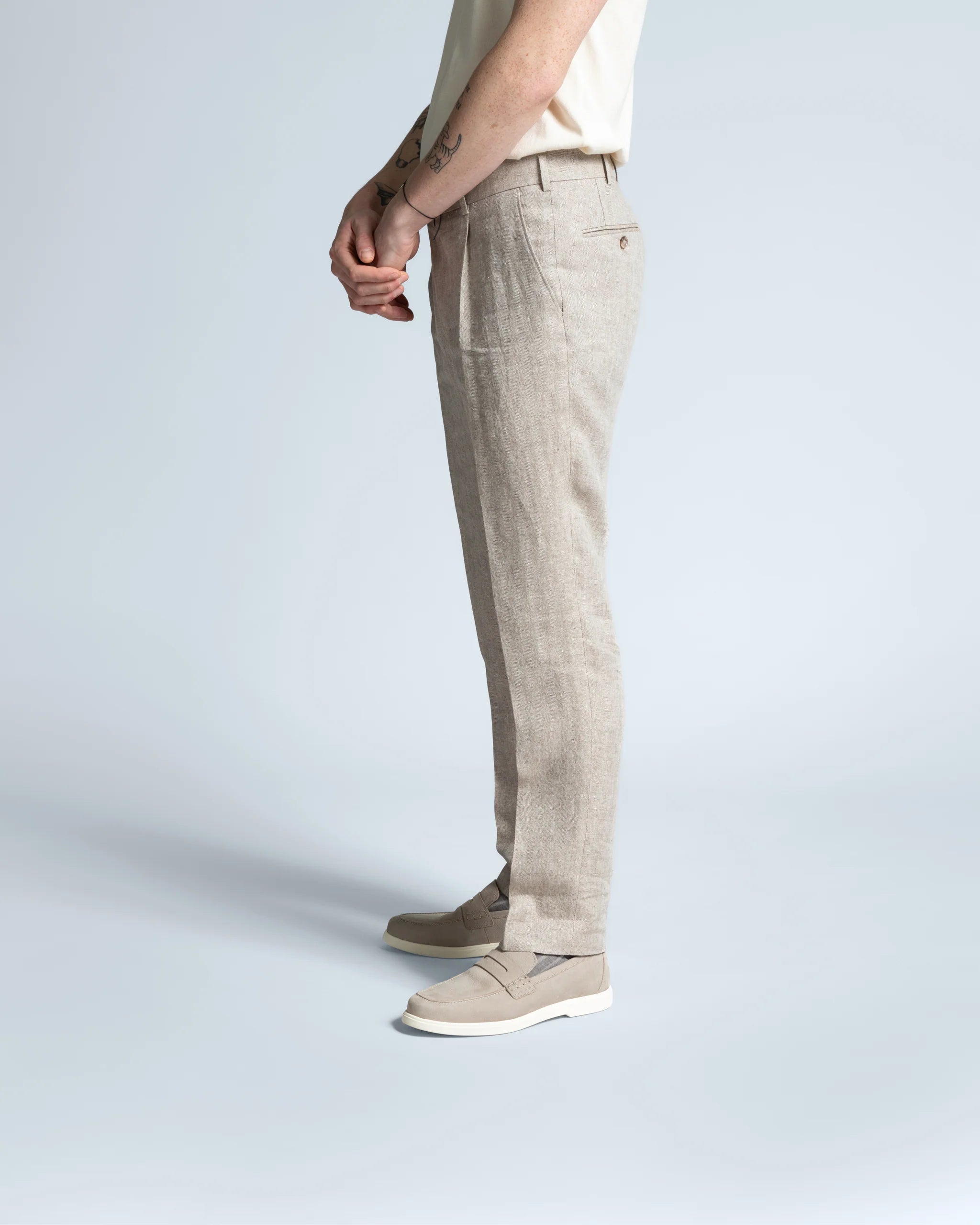 TURO vaalea pellavapuku slim fit Angelico "SAVINO+HAMPTON"