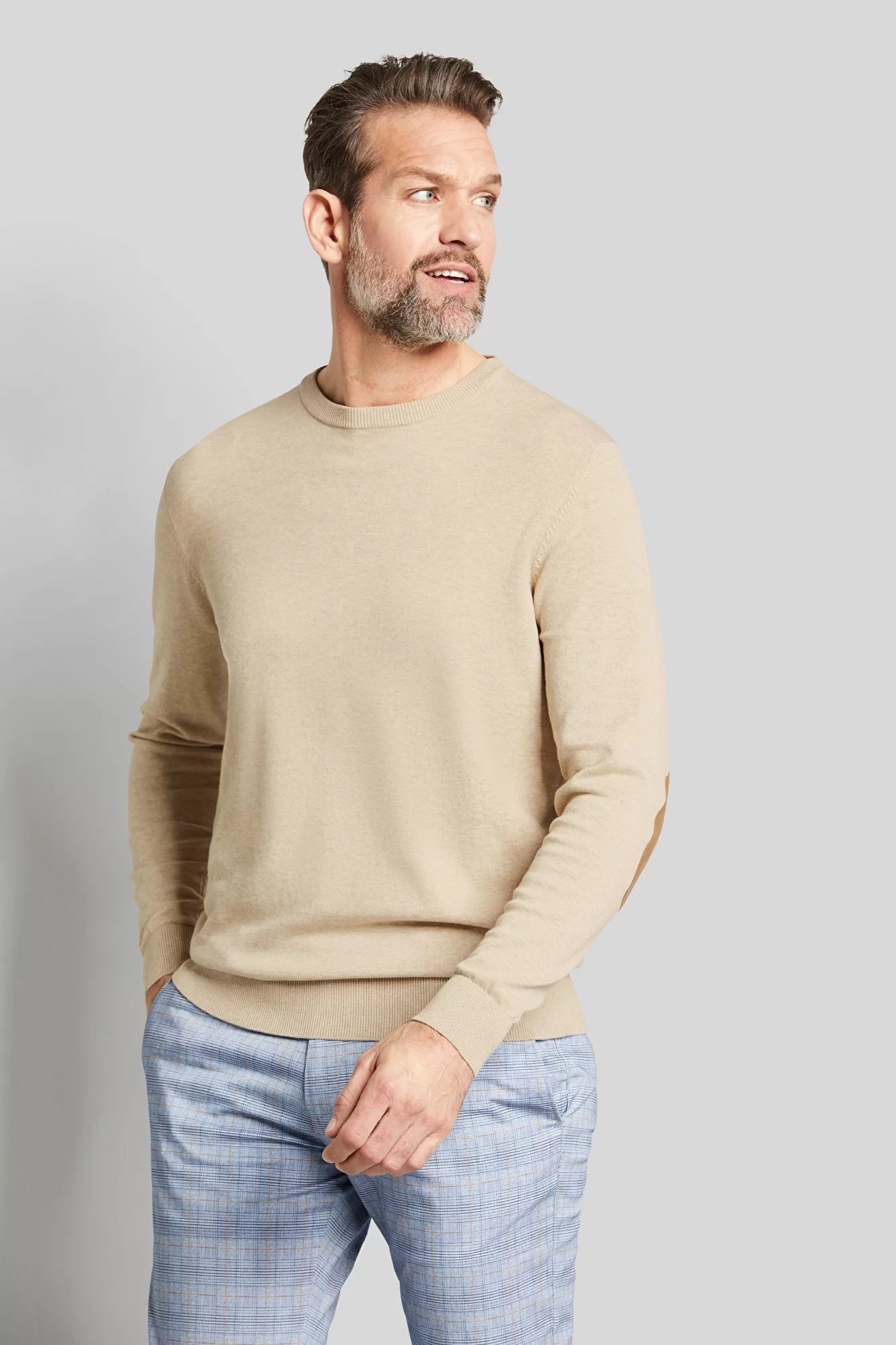 Bugatti vaalea puuvillaneule "Knit O-neck"