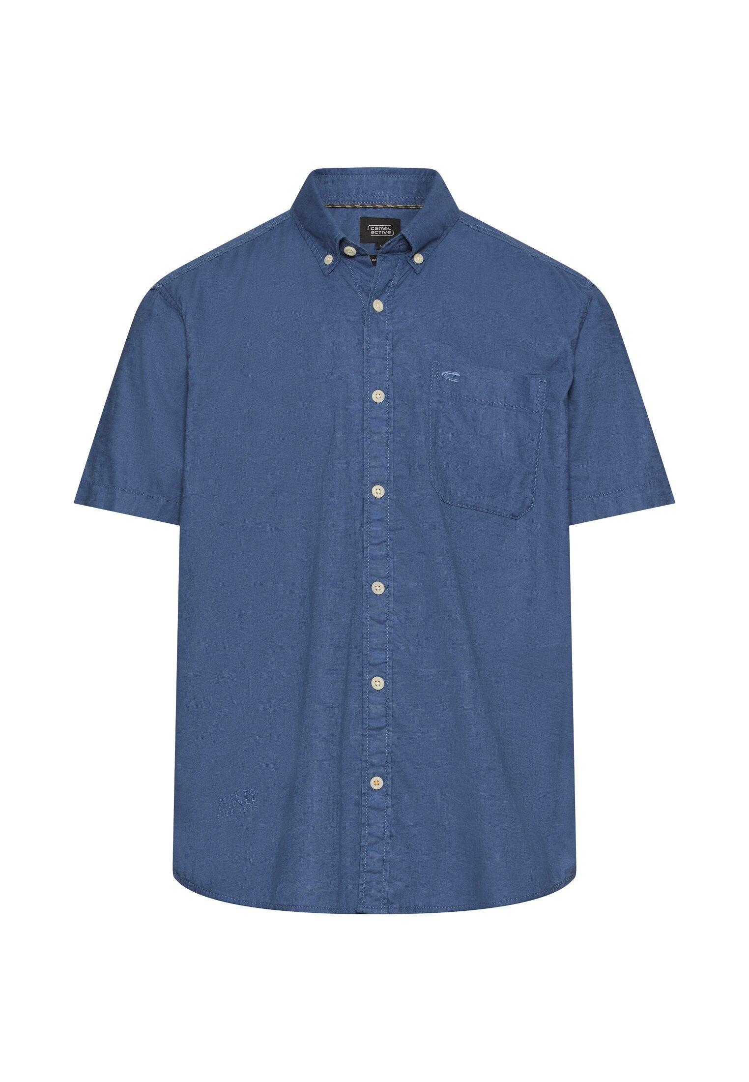 Camel Active lyhythihainen kauluspaita sininen pellava