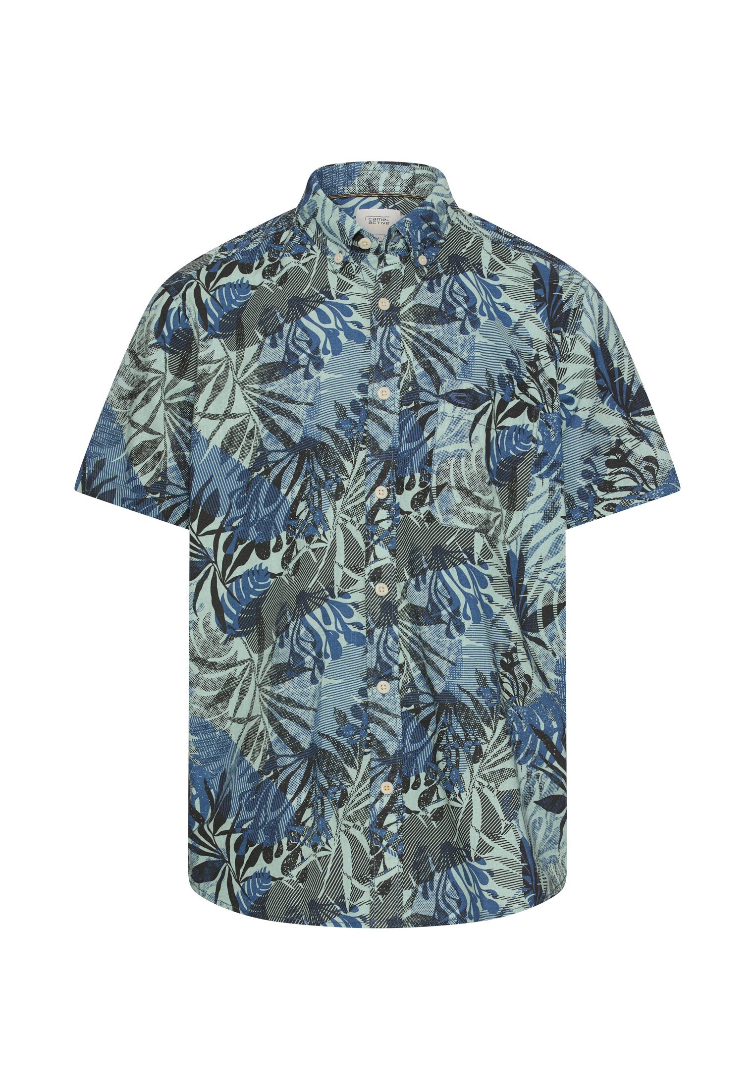 Camel Active lyhythihainen kauluspaita regular fit iso Havaji-printti